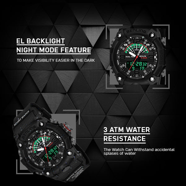 Benling Men’s 5-Color Analog Digital Watch – SKBLANDG-6008