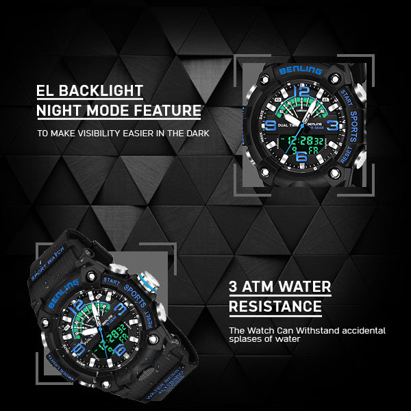 Benling Men’s 5-Color Analog Digital Watch – SKBLANDG-6008