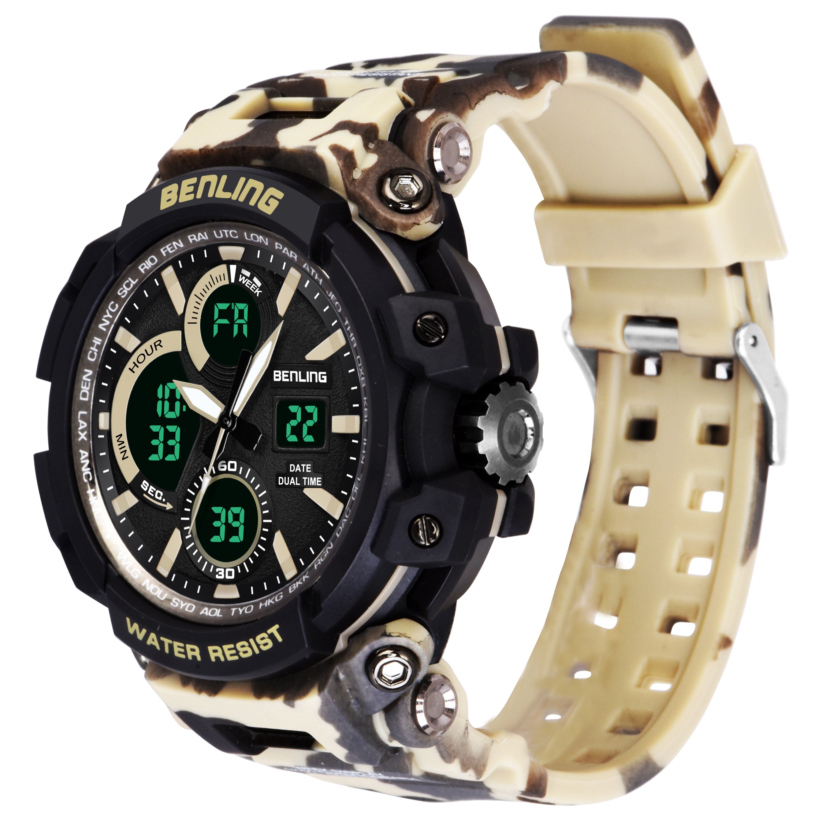 Benling Stylish and Functional Analog Digital Watch with EL Backlight – SKBLANDG-6001