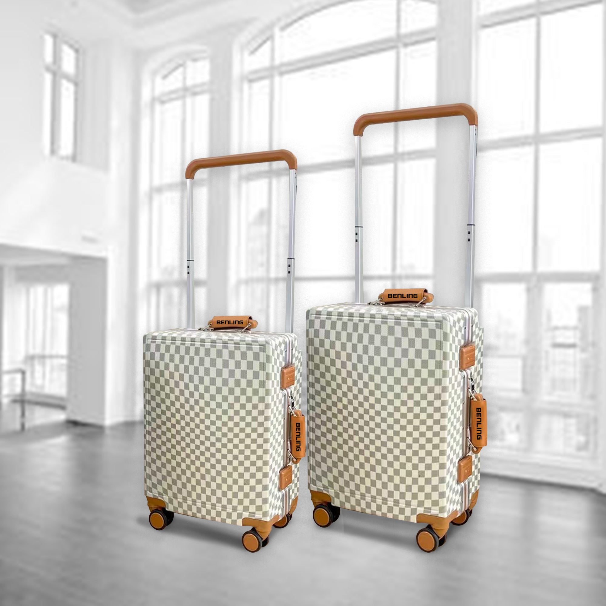 Benling Voyager Series Set of 2 Trolley Bags - 20 & 25 Inch Luggage with Vintage Design & TSA Lock