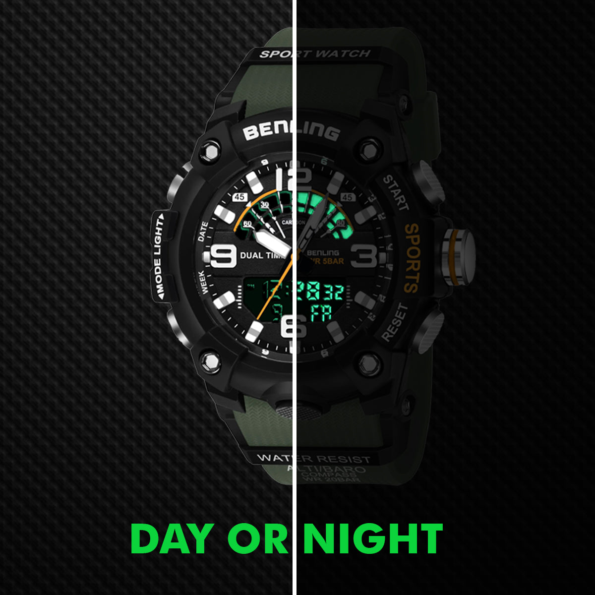 Benling Men’s 5-Color Analog Digital Watch – SKBLANDG-6008