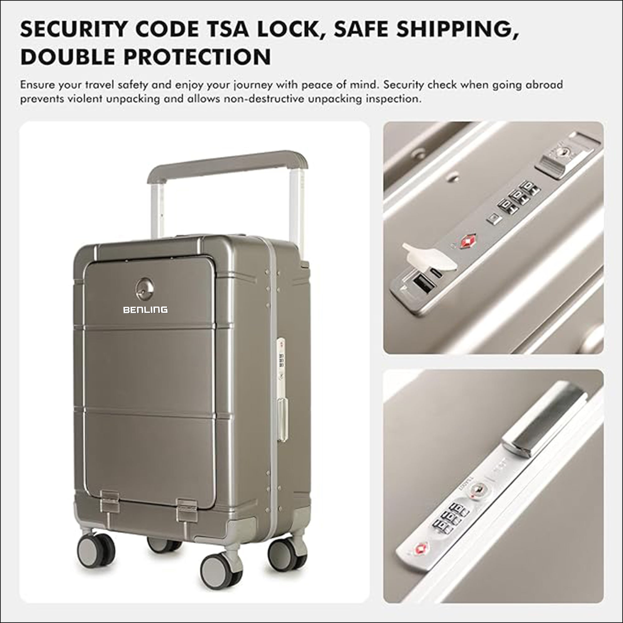 Benling Explorer Series 20-Inch Trolley Bag – USB Charging, TSA Lock, & Smart Design