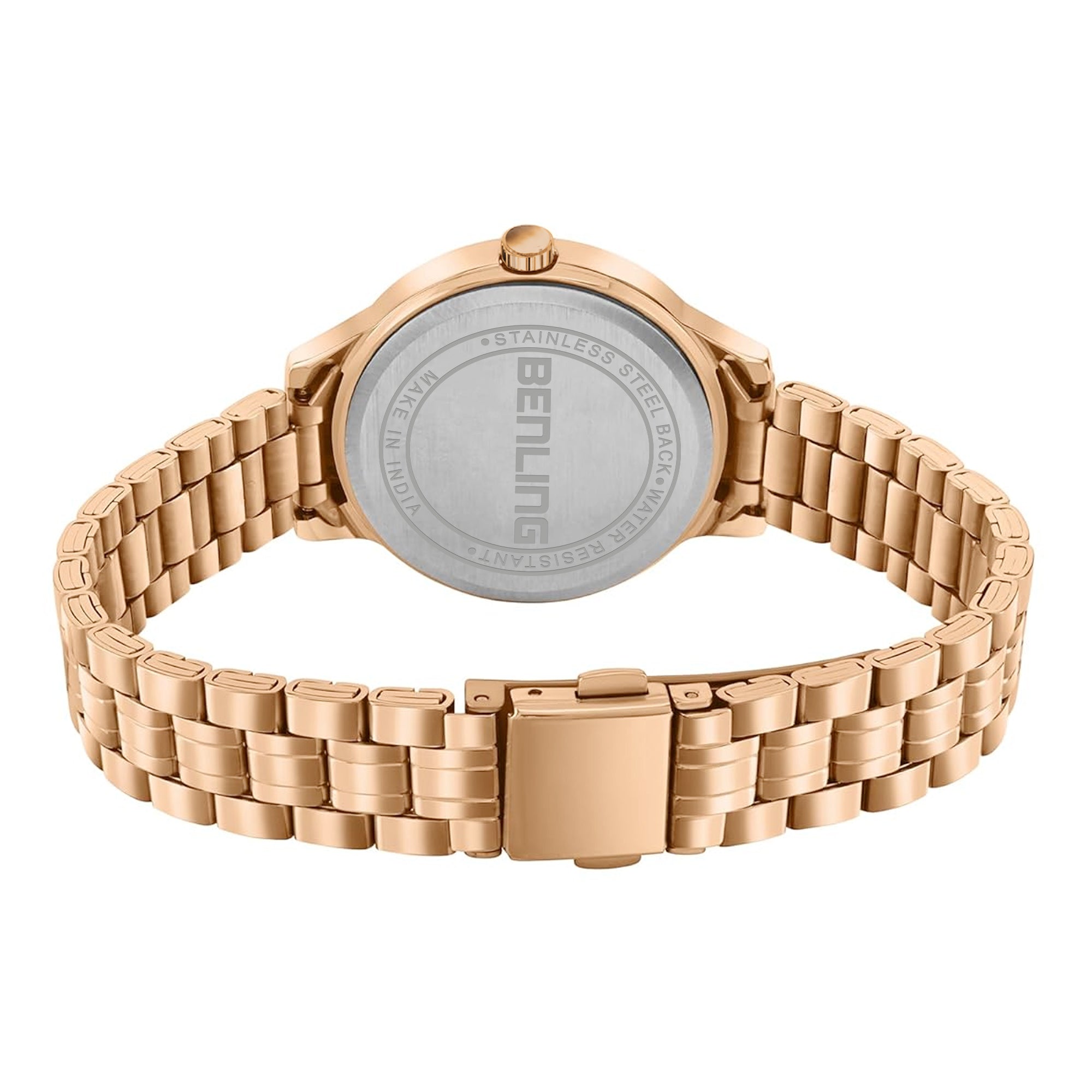 Benling Gold Analog Watch for Women & Girls | Stainless Steel Chain Strap | Luxury Round Dial | Stylish Casual & Party Wear Wrist Watch