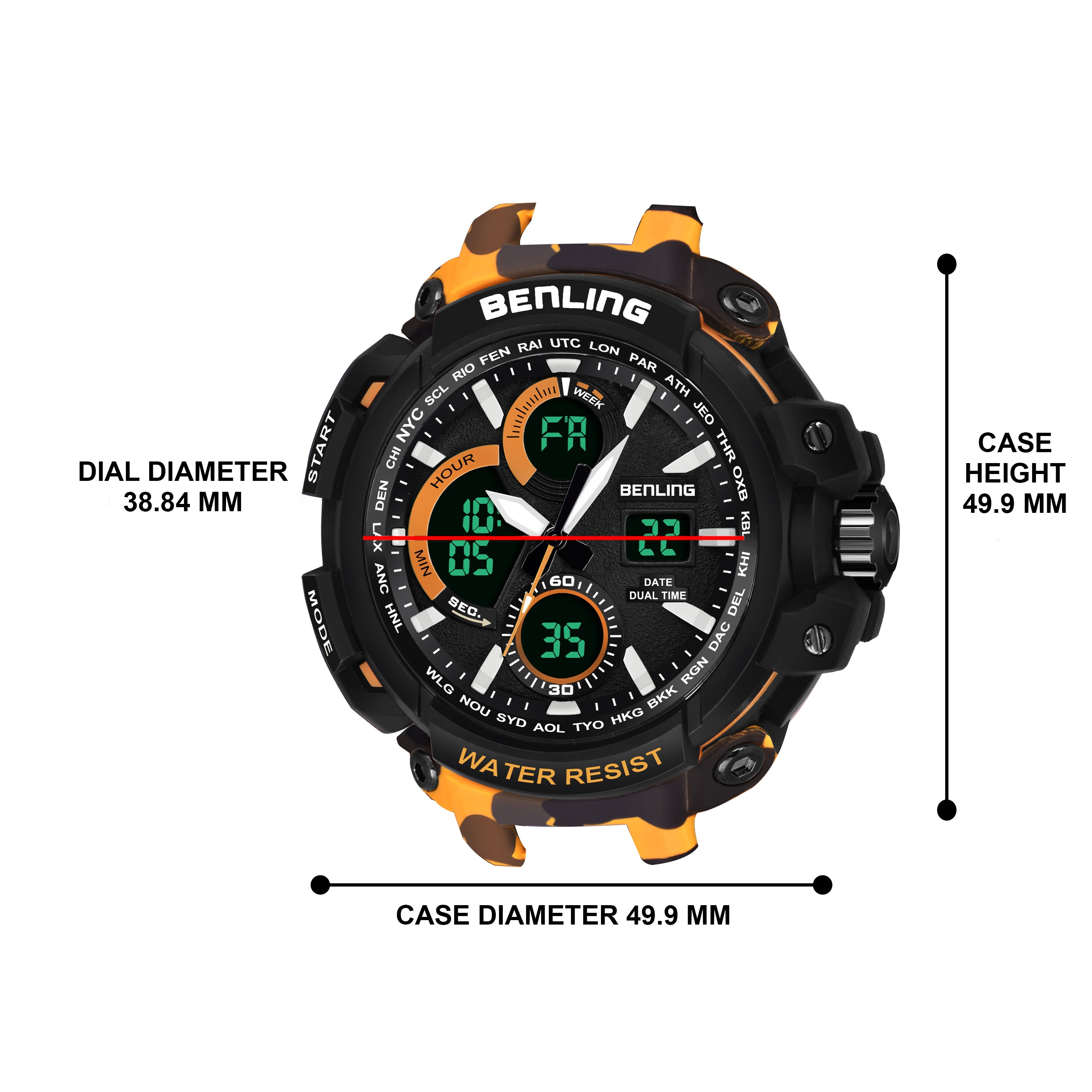 Benling Stylish and Functional Analog Digital Watch with EL Backlight – SKBLANDG-6001