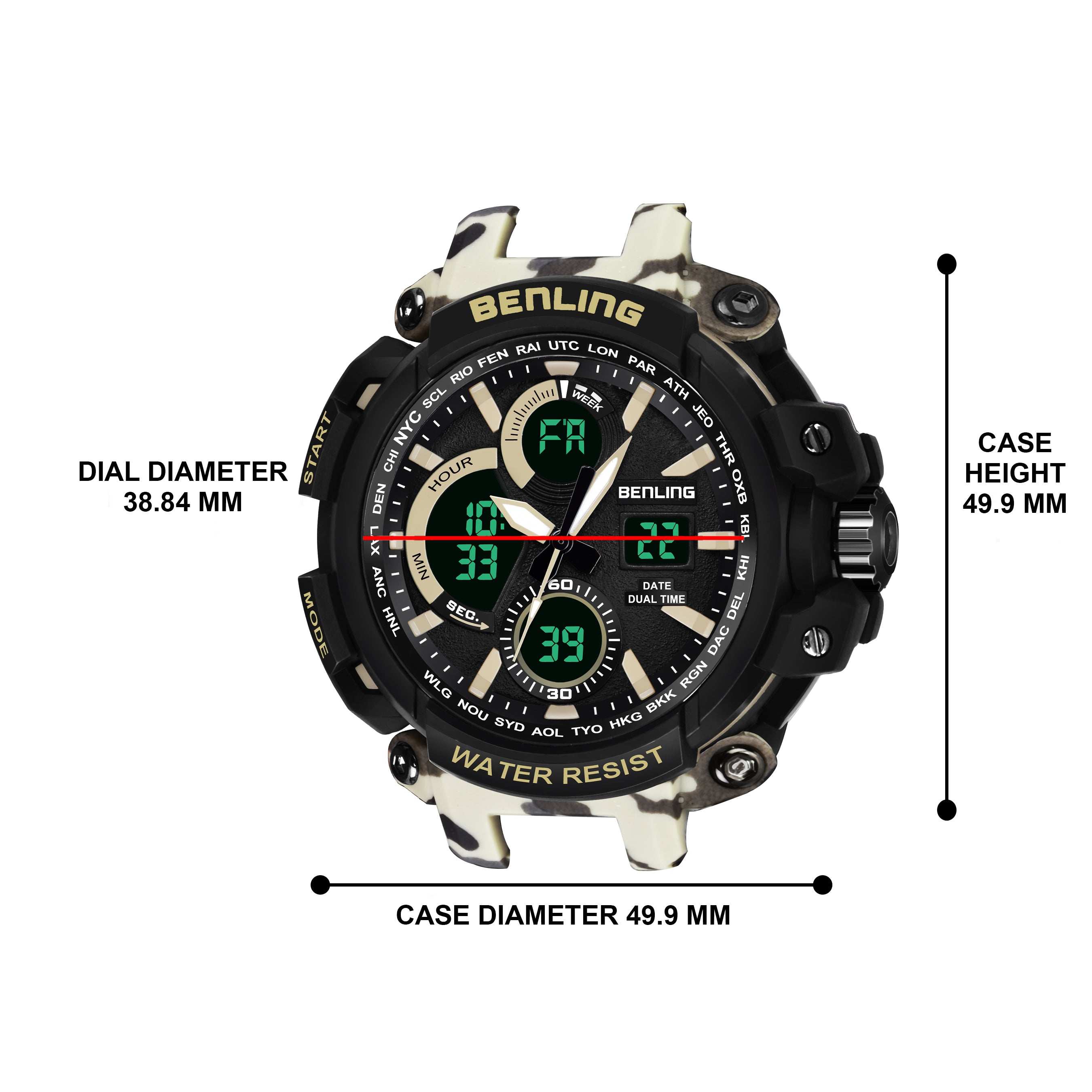 Benling Stylish and Functional Analog Digital Watch with EL Backlight – SKBLANDG-6001