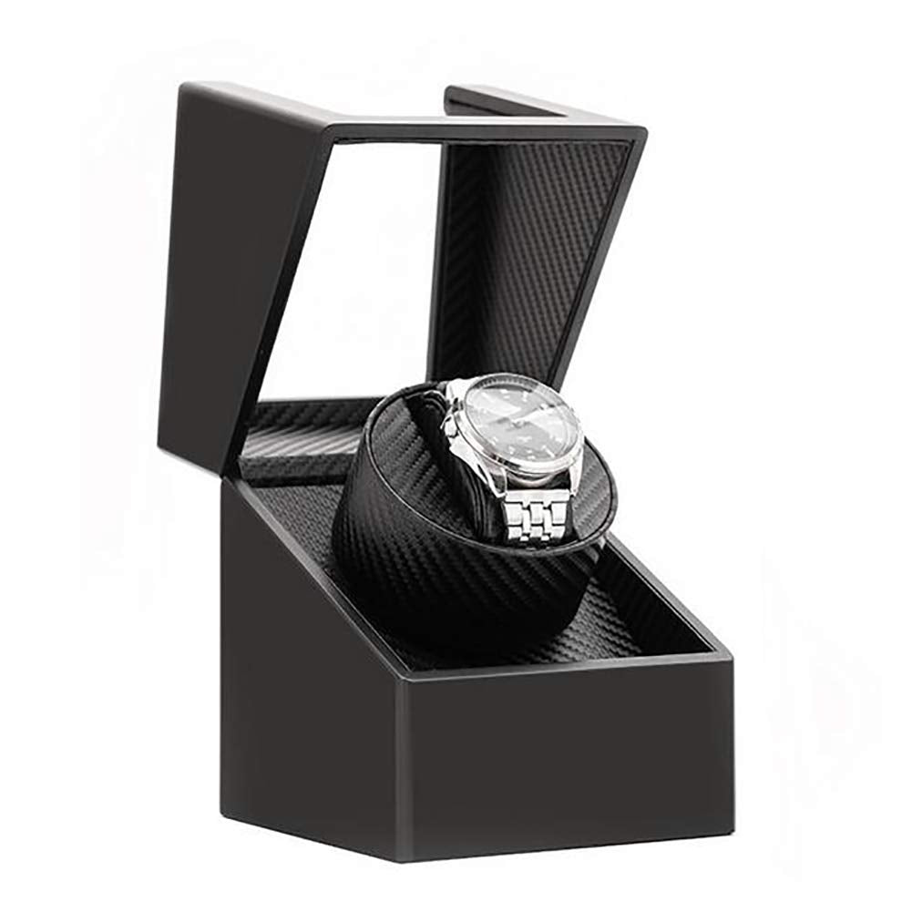 Benling Automatic Single Watch Winder with Quiet Motor, Black Leather, Men's and Women's