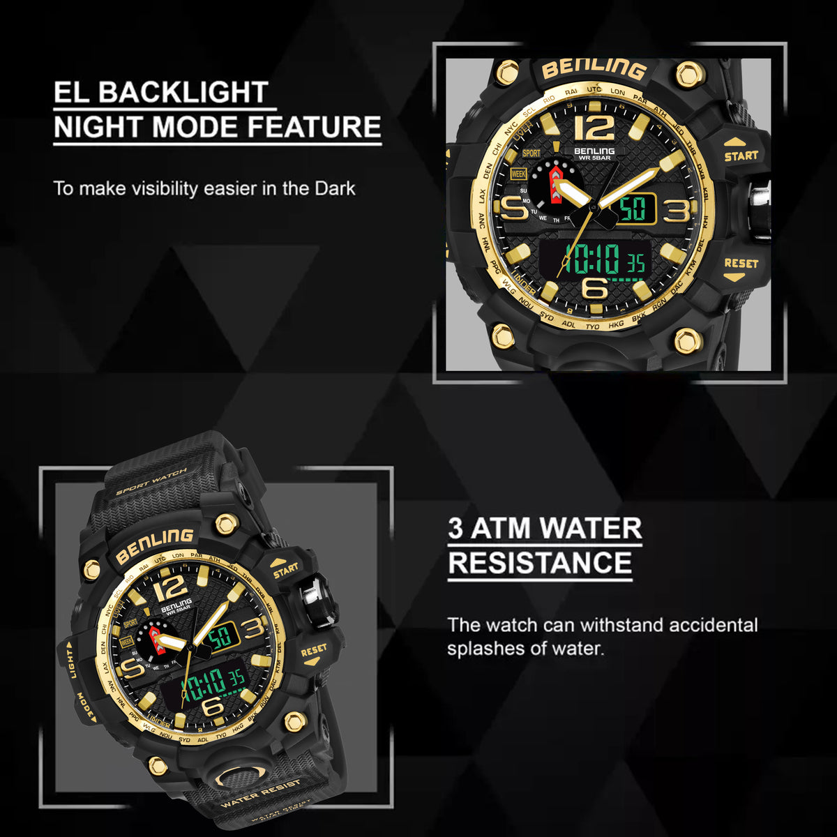 Benling EL Backlight Analog Digital Watch-SKBLANDG-6002 My Store