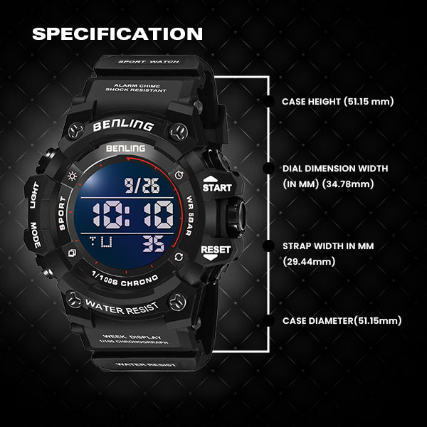 Multifunctional Digital Watch with Stopwatch | Calender | Alarm | Sports – Formal Casual Wear- 6063