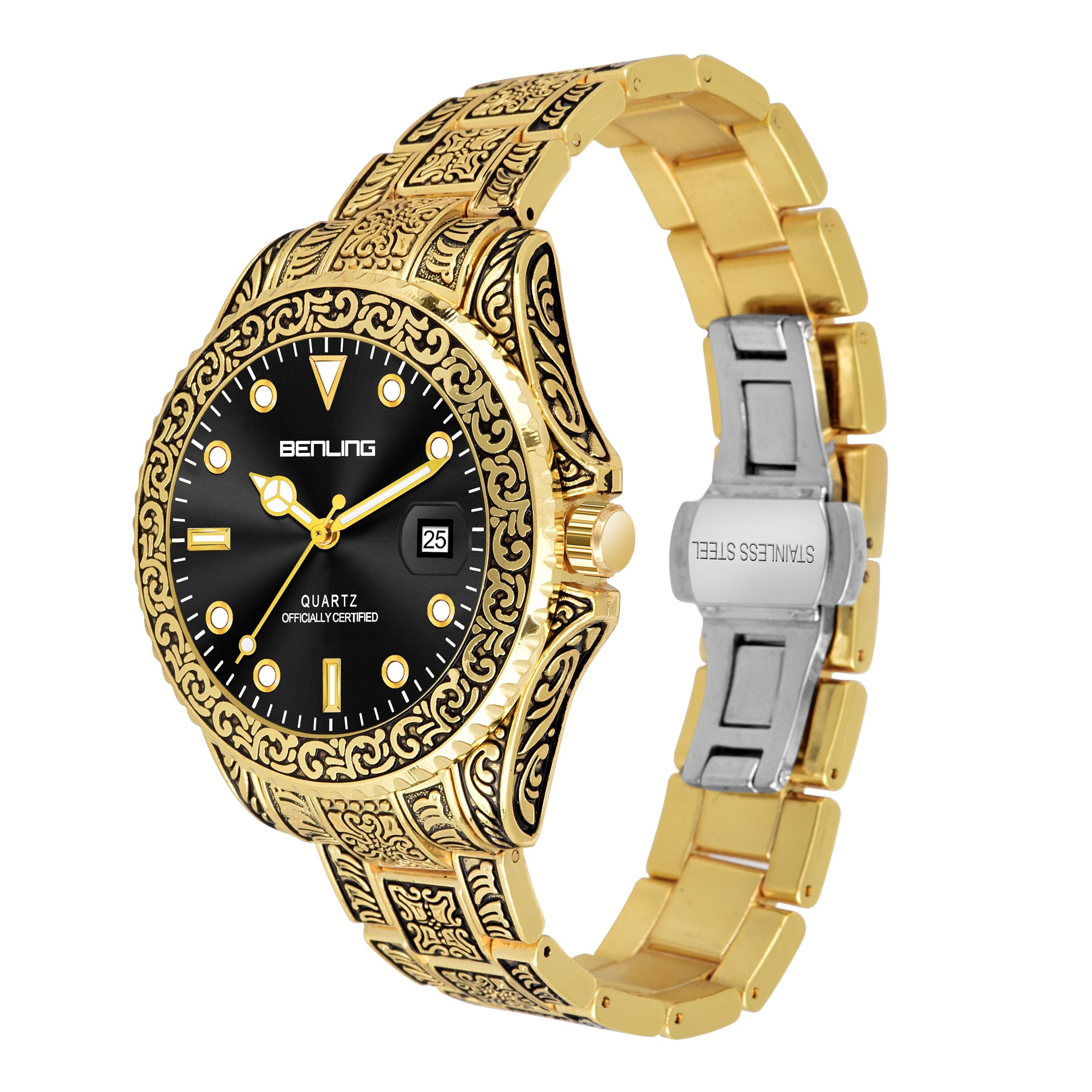 Benling BL-1019 Antique-Style Men's Watch with Date Display.