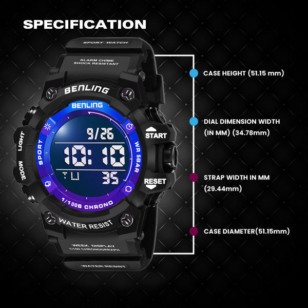 Multifunctional Digital Watch with Stopwatch | Calender | Alarm | Sports – Formal Casual Wear- 6063