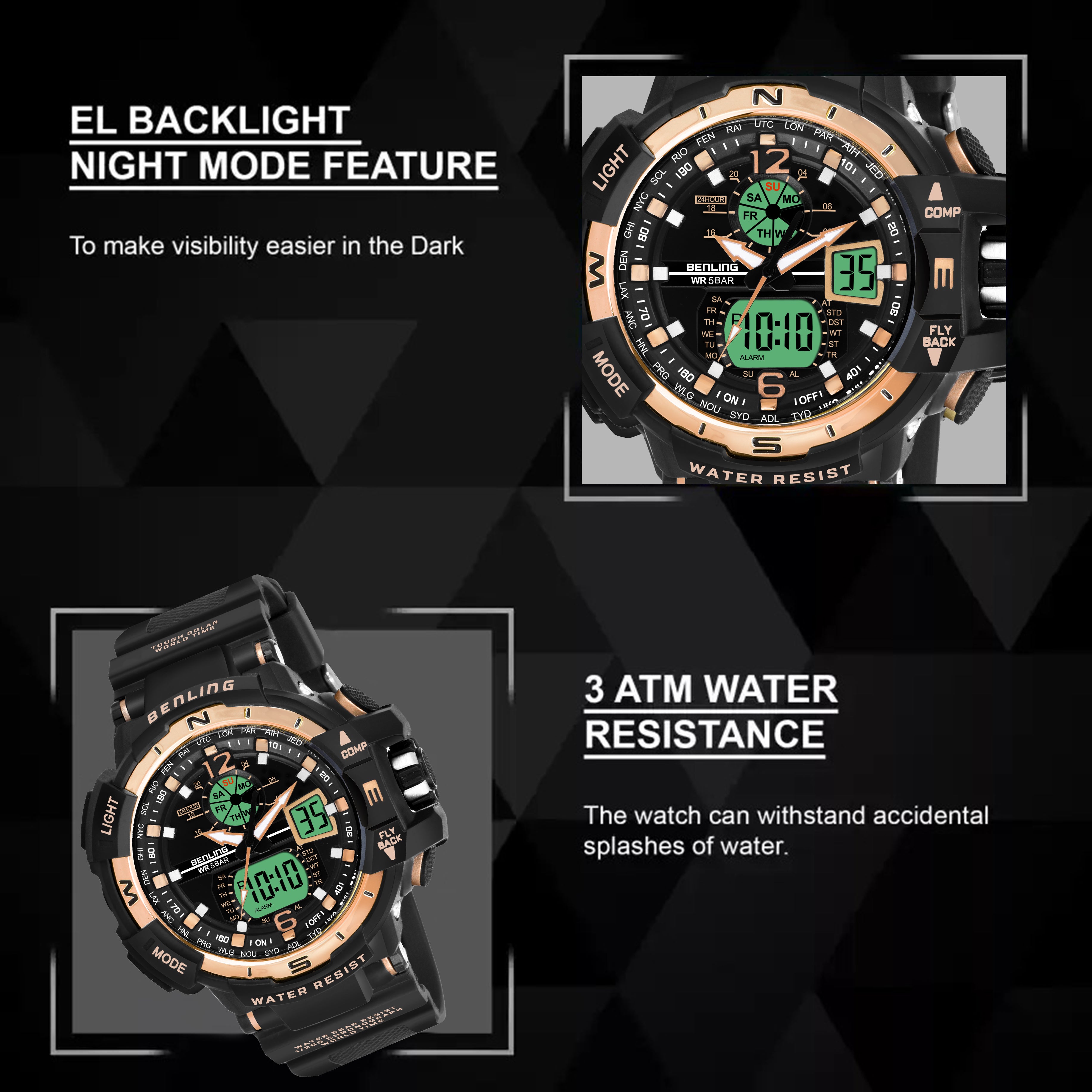 Analog Digital Watch with EL Backlight-SKBLANDG-6003
