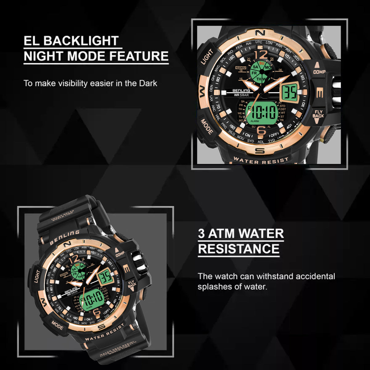 Analog Digital Watch with EL Backlight-SKBLANDG-6003 My Store