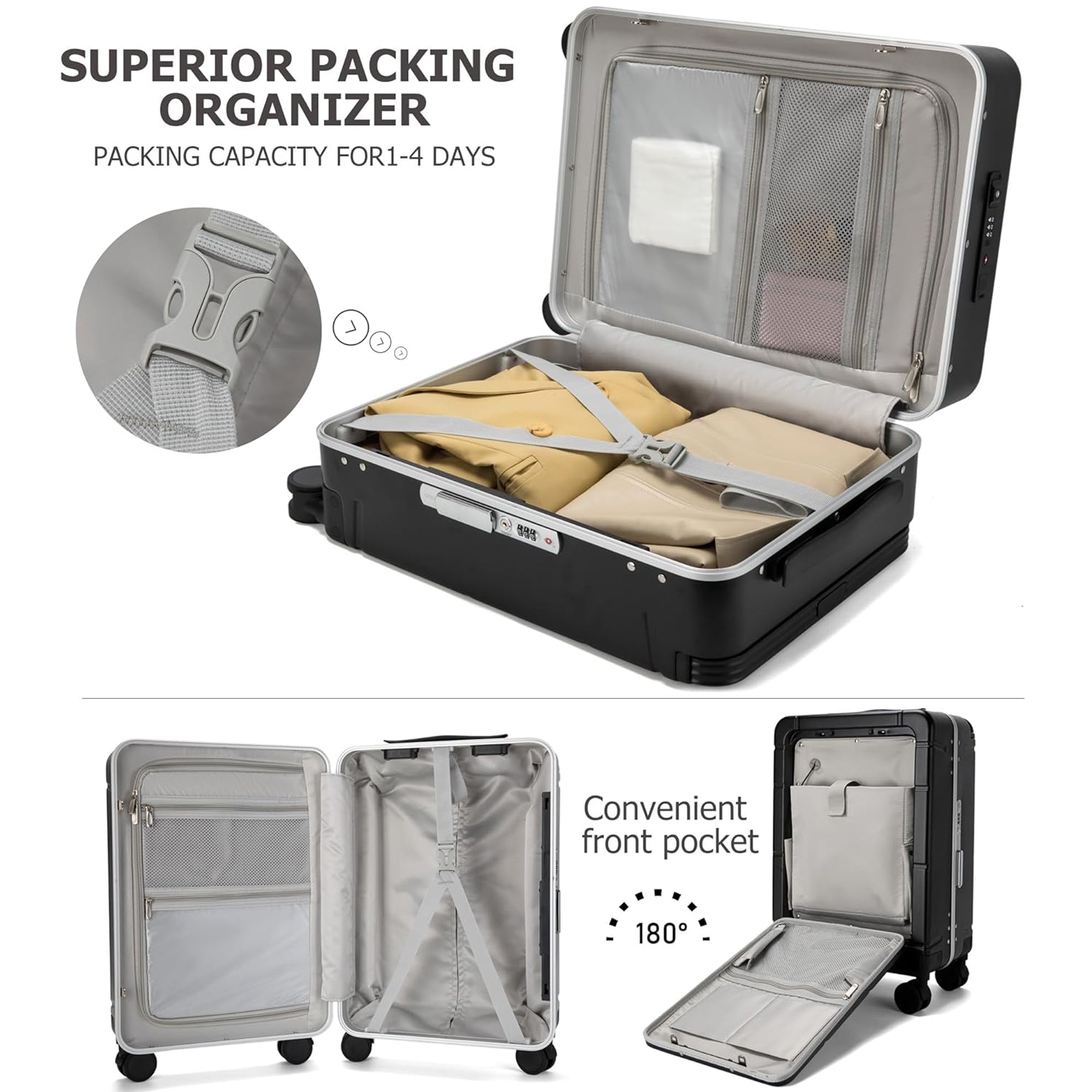 Benling Explorer Series 20-Inch Trolley Bag – USB Charging, TSA Lock, & Smart Design