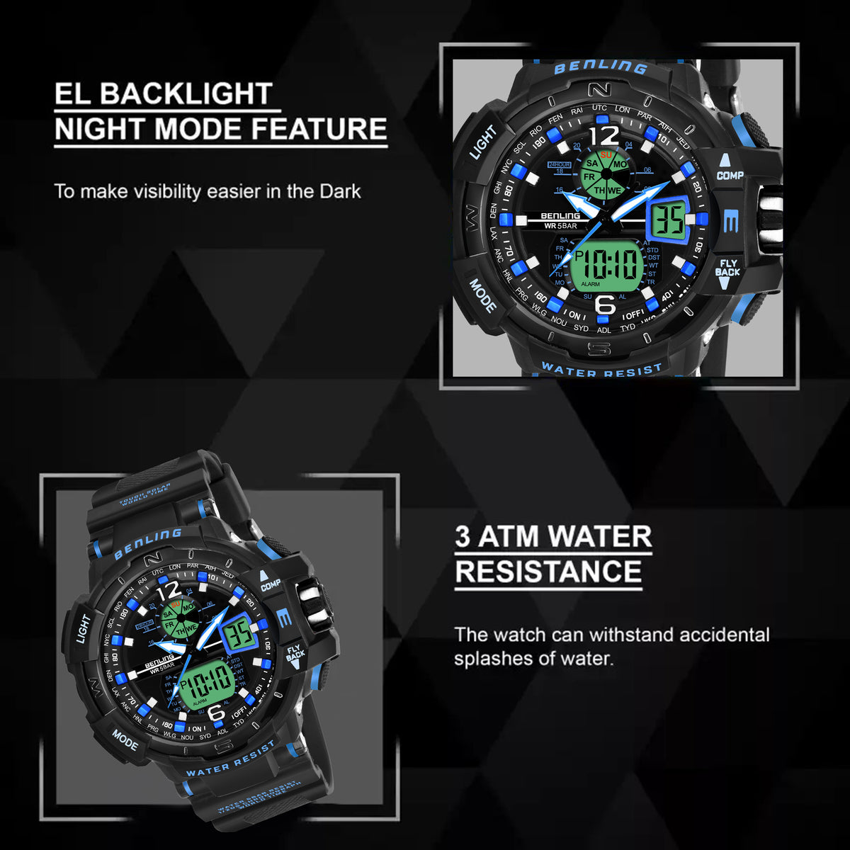 Analog Digital Watch with EL Backlight-SKBLANDG-6003 My Store