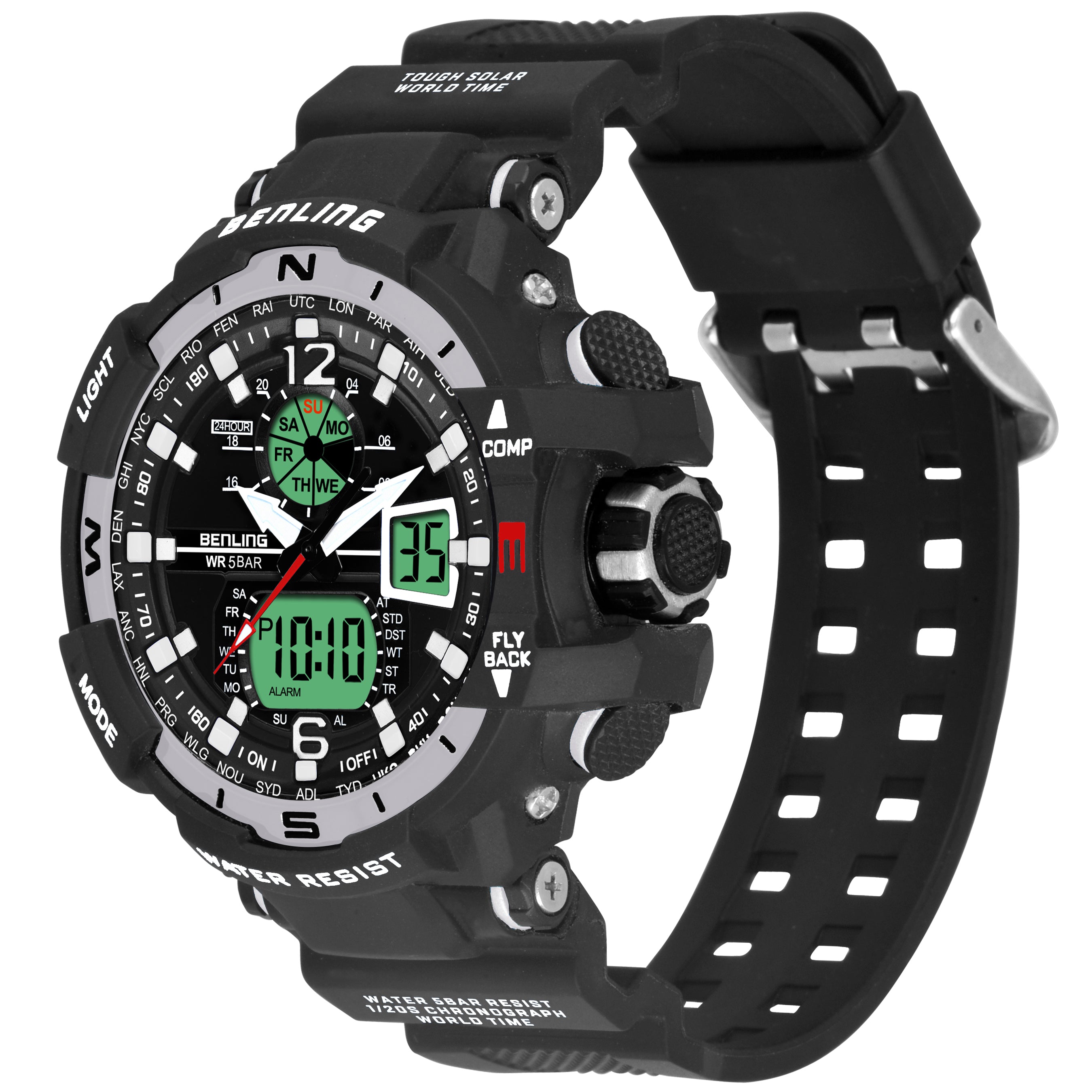 Analog Digital Watch with EL Backlight-SKBLANDG-6003