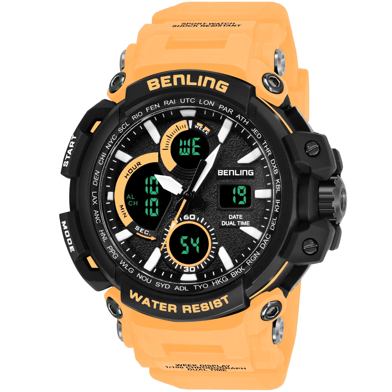 Benling Stylish and Functional Analog Digital Watch with EL Backlight – SKBLANDG-6001