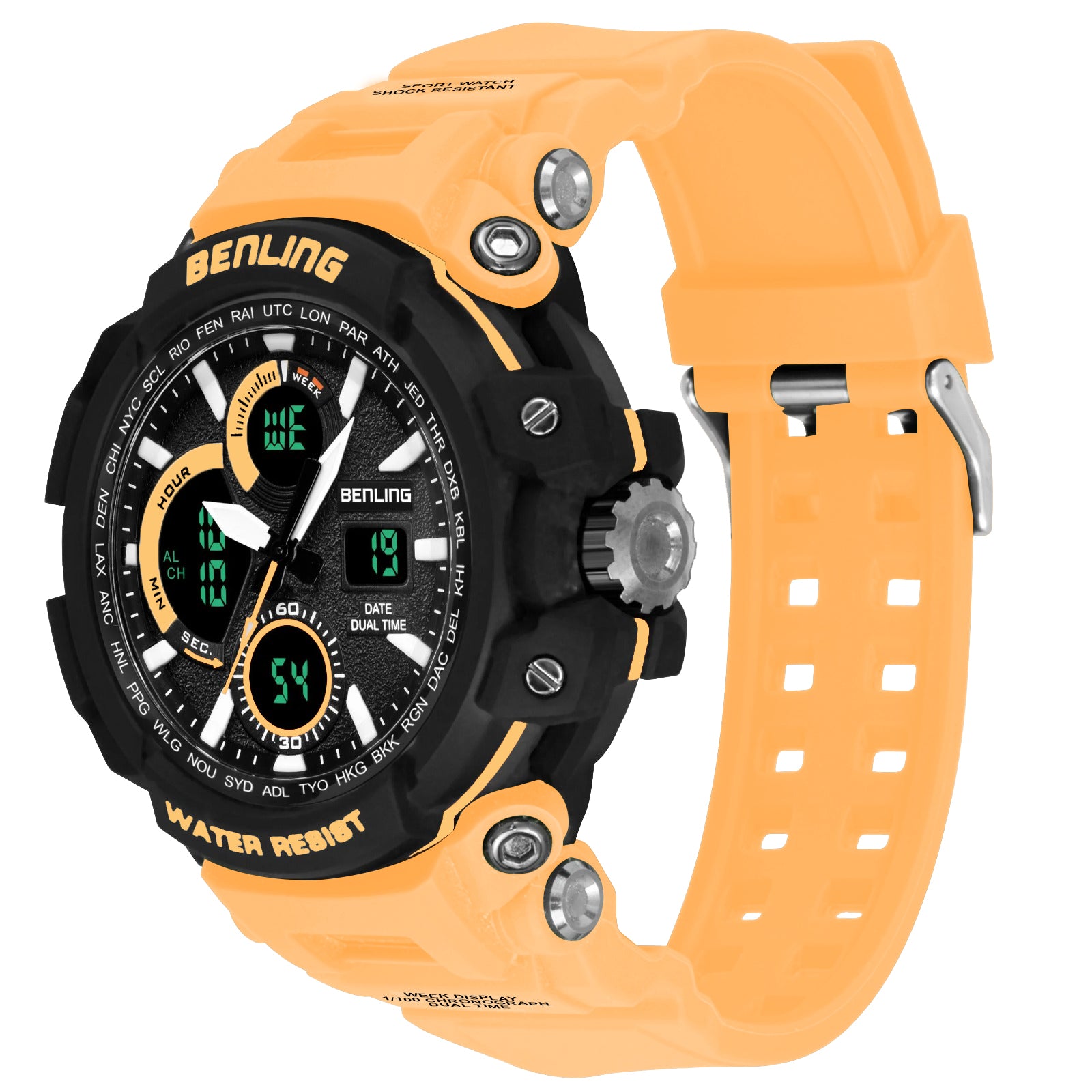 Benling Stylish and Functional Analog Digital Watch with EL Backlight – SKBLANDG-6001