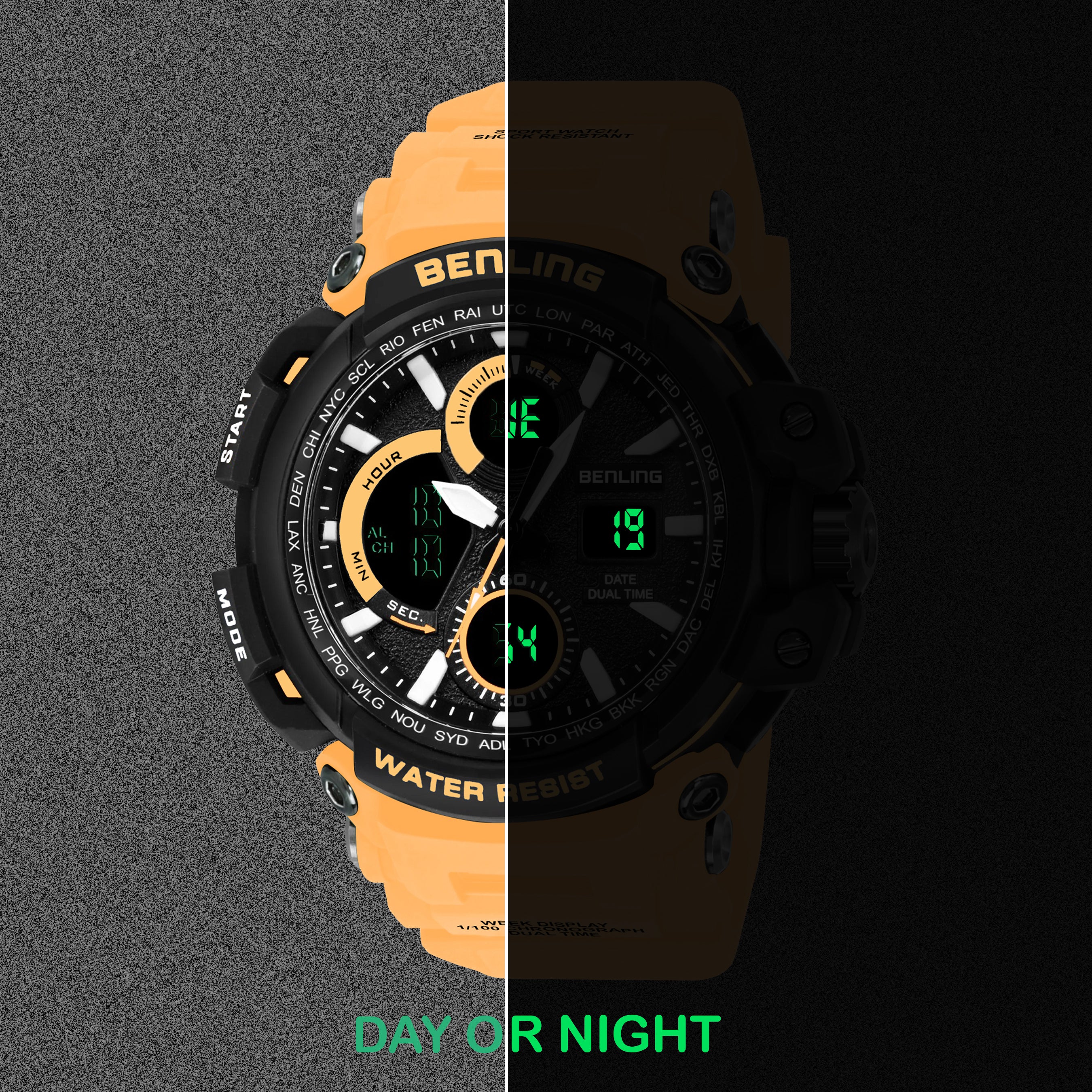 Benling Stylish and Functional Analog Digital Watch with EL Backlight – SKBLANDG-6001