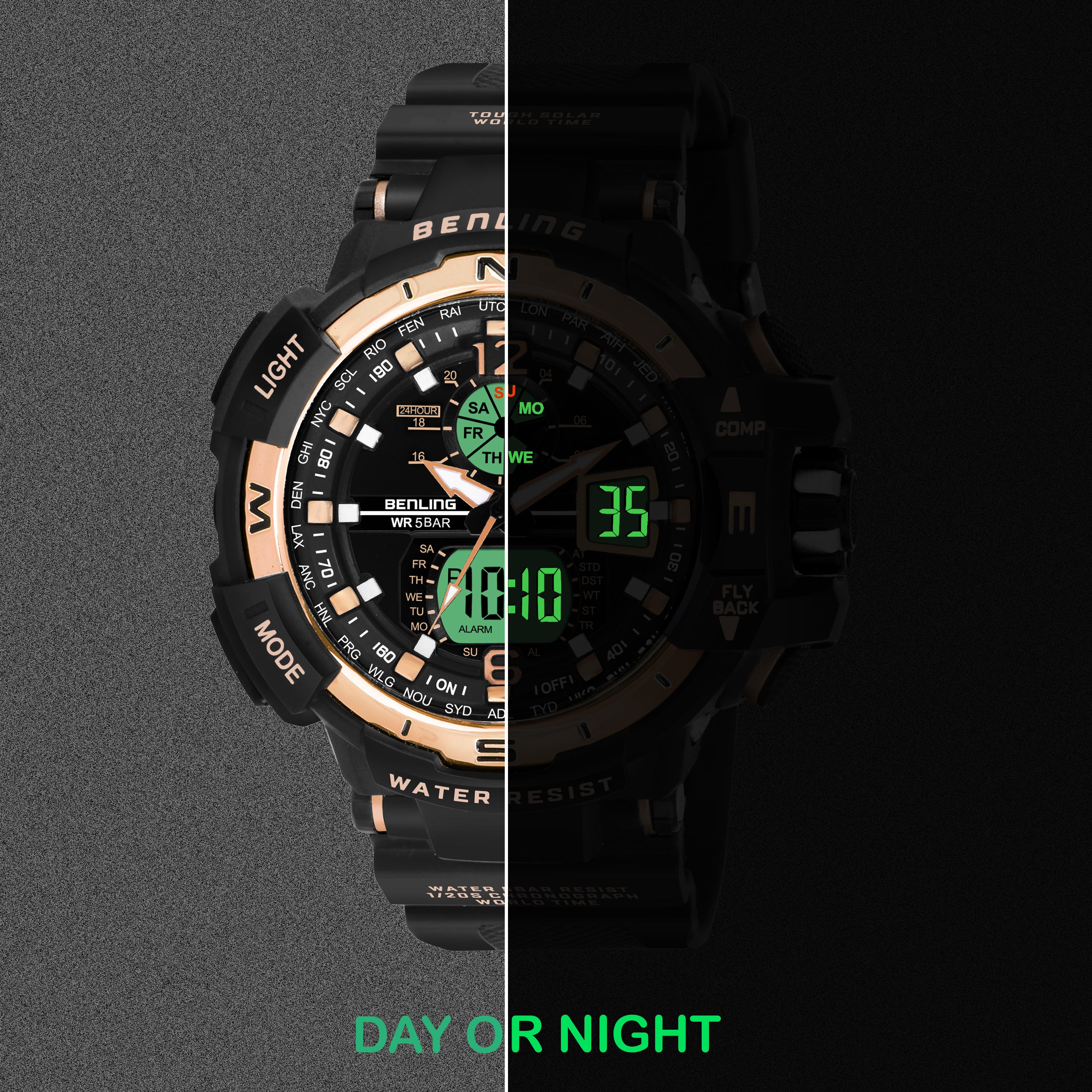 Analog Digital Watch with EL Backlight-SKBLANDG-6003