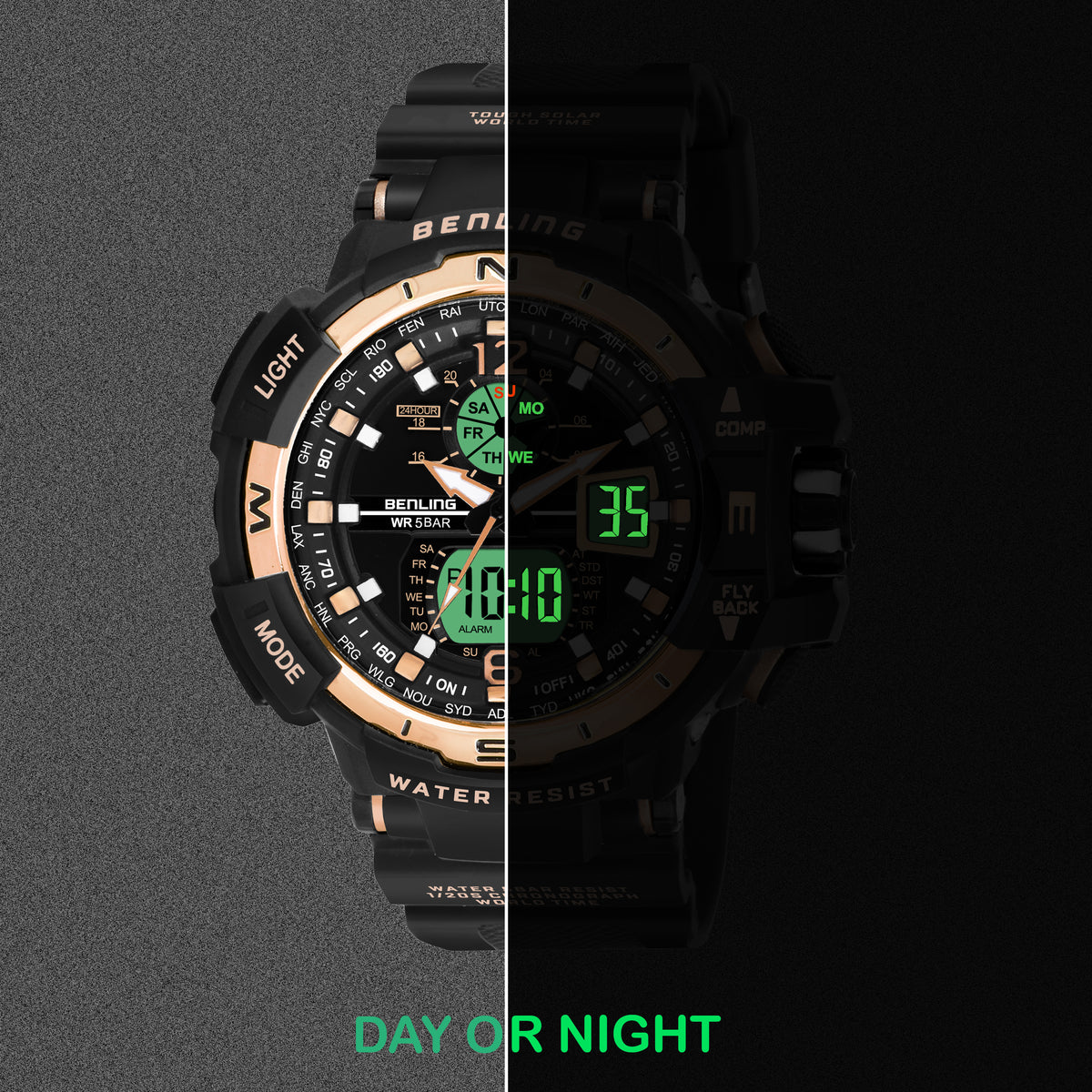 Analog Digital Watch with EL Backlight-SKBLANDG-6003 My Store
