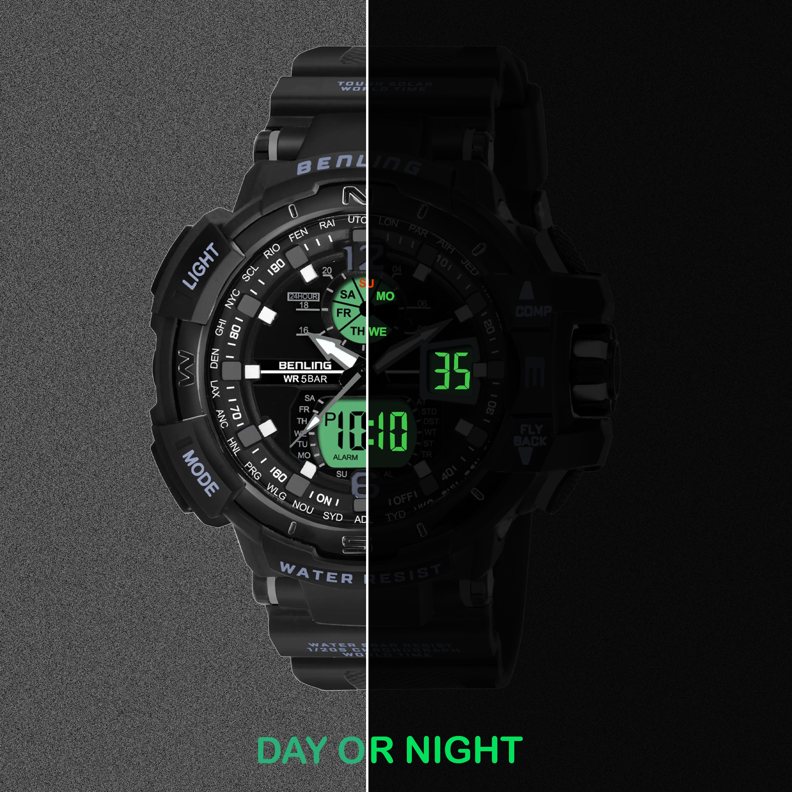 Analog Digital Watch with EL Backlight-SKBLANDG-6003