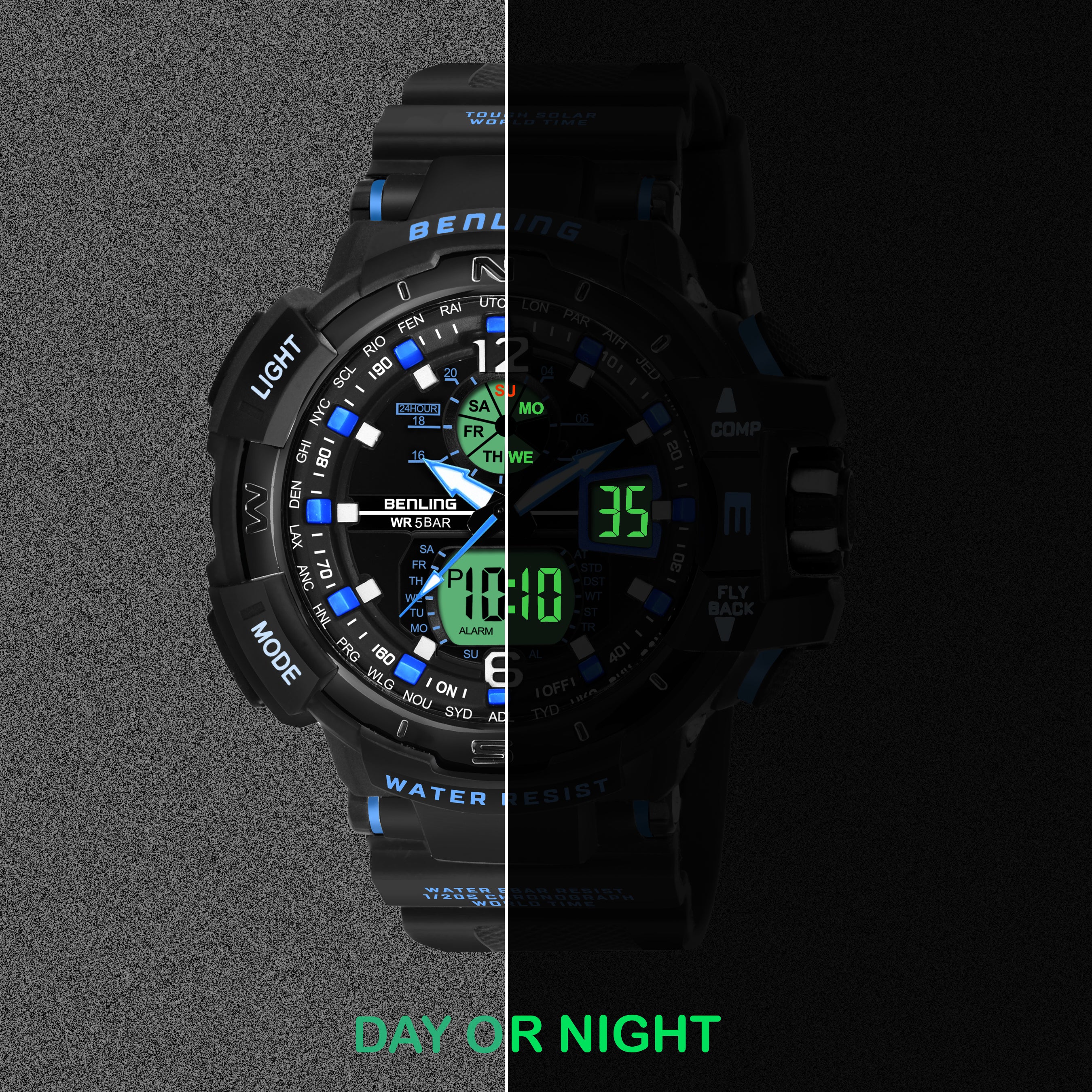 Analog Digital Watch with EL Backlight-SKBLANDG-6003