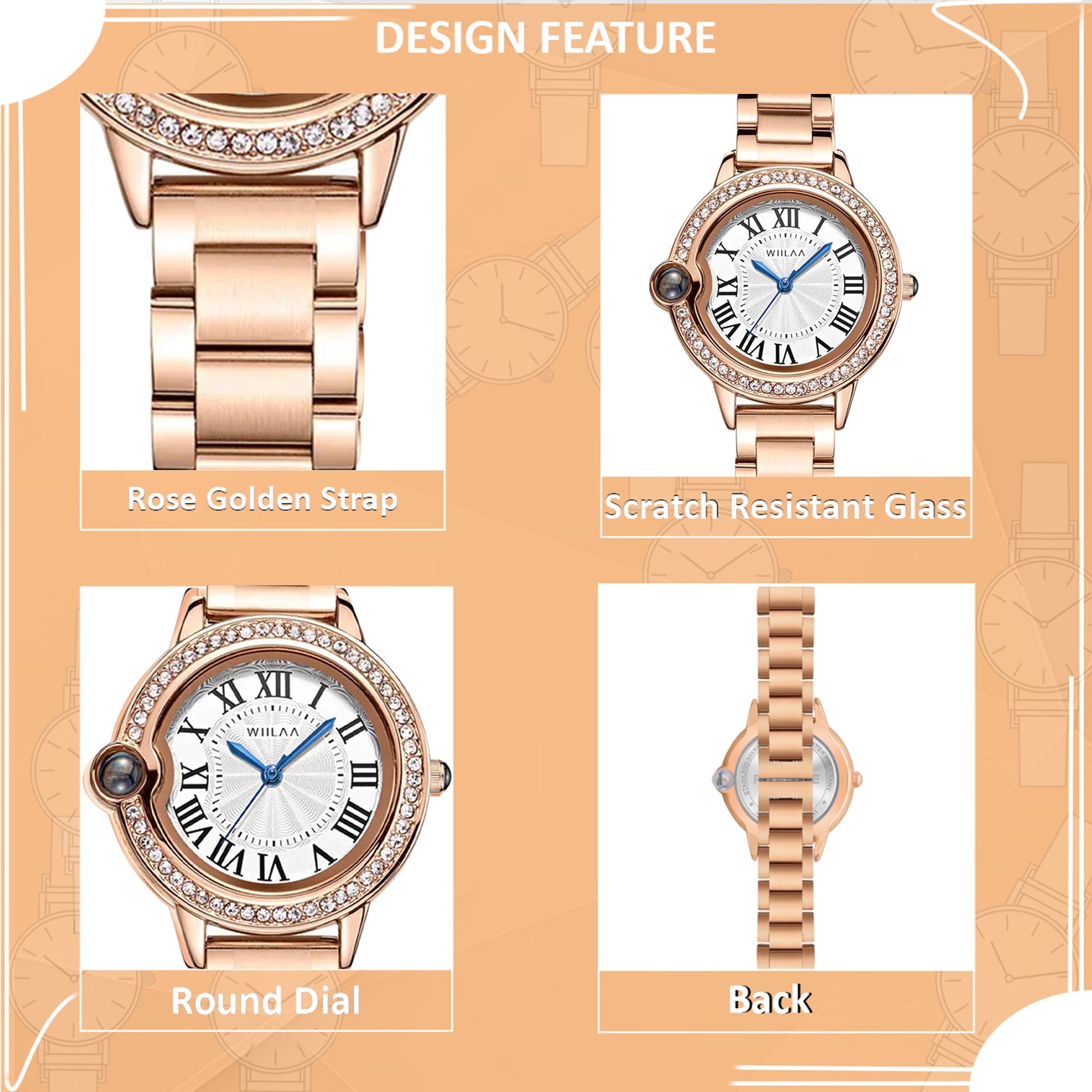 Benling Women’s Rose Gold Analog Wrist Watch | Metal Strap | Roman Number Dial | Stylish & Elegant