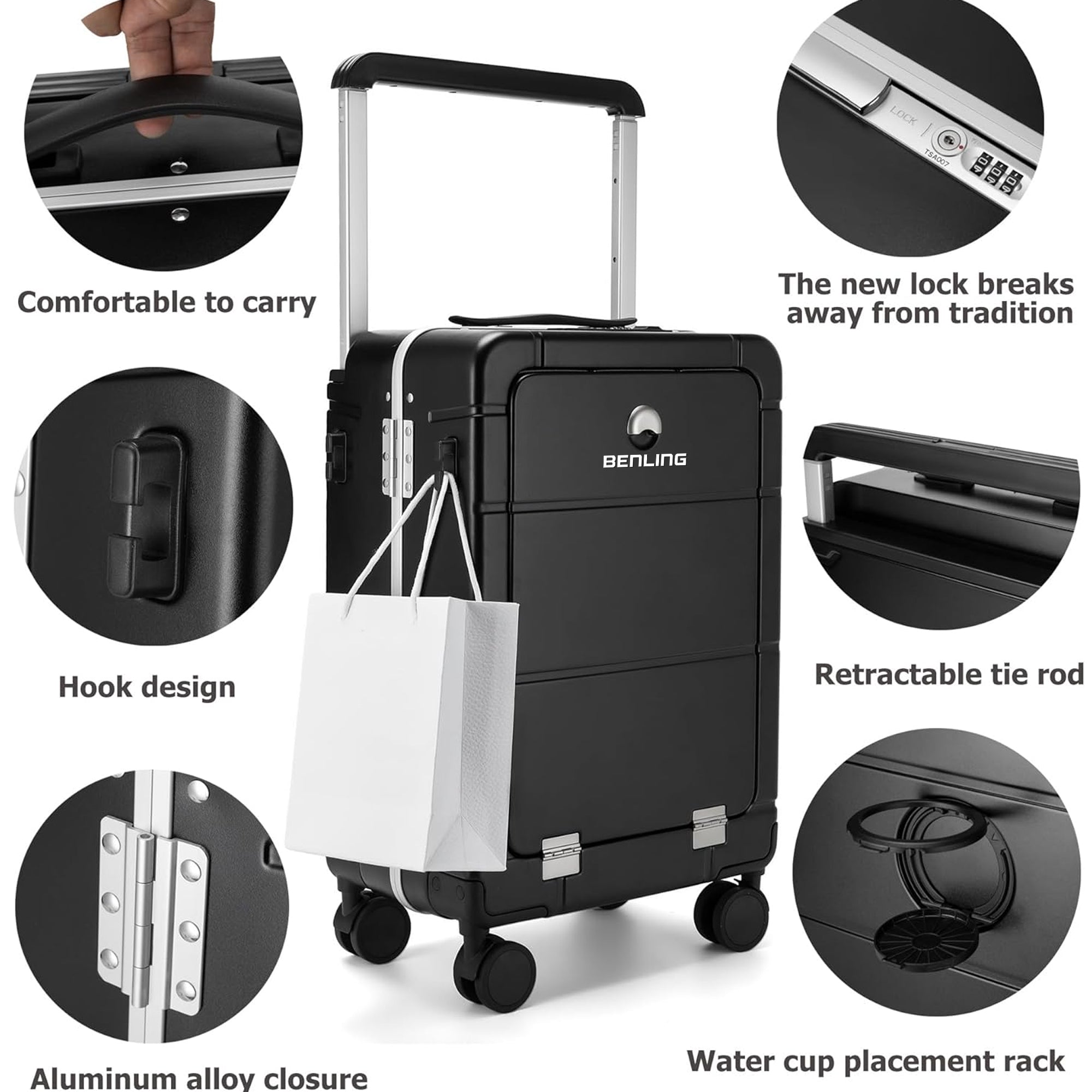 Benling Explorer Series 20-Inch Trolley Bag - USB Charging, TSA Lock, & Smart Design