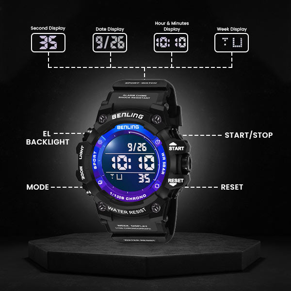 Multifunctional Digital Watch with Stopwatch | Calender | Alarm | Sports – Formal Casual Wear- 6063
