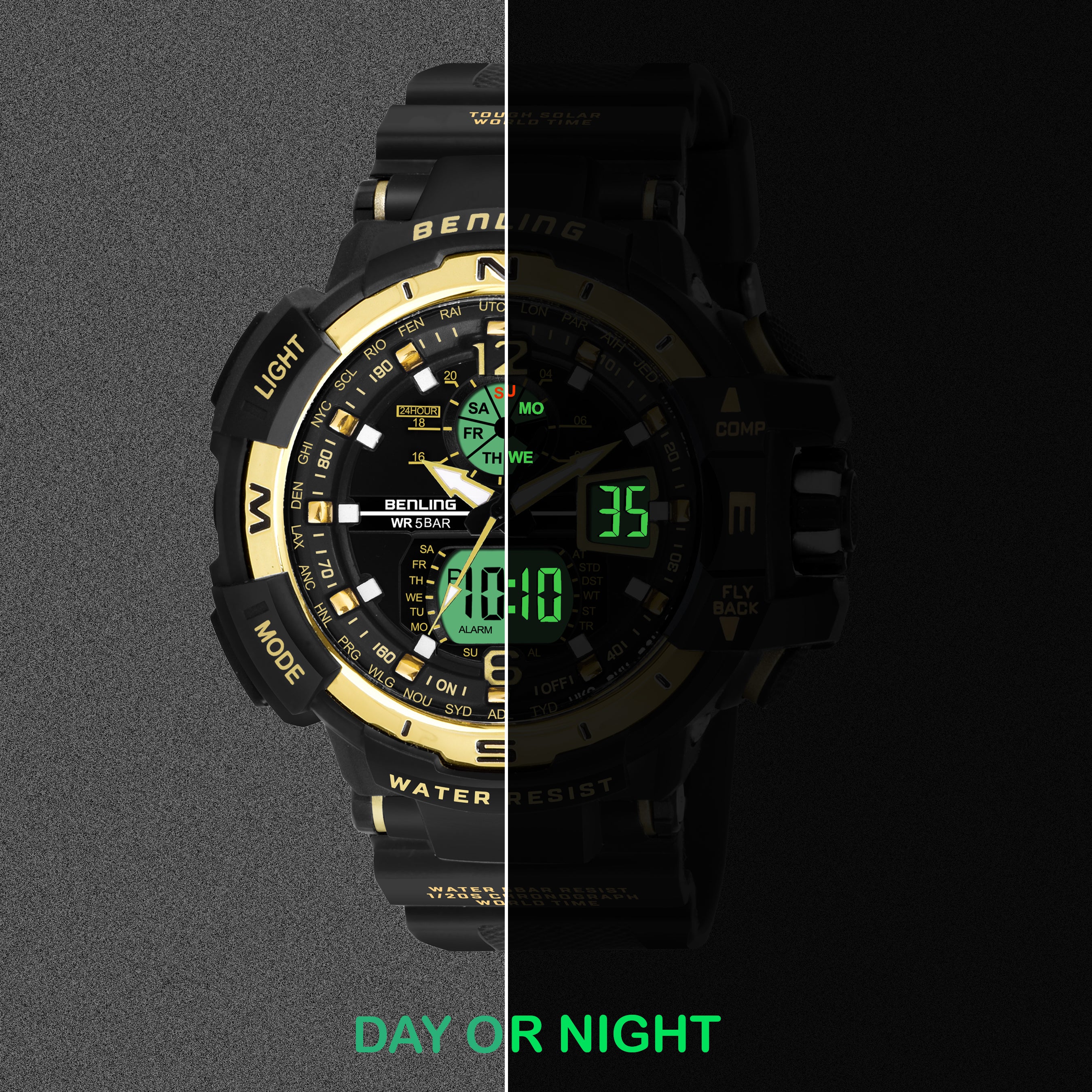 Analog Digital Watch with EL Backlight-SKBLANDG-6003