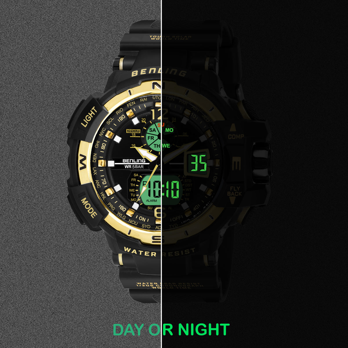 Analog Digital Watch with EL Backlight-SKBLANDG-6003 My Store