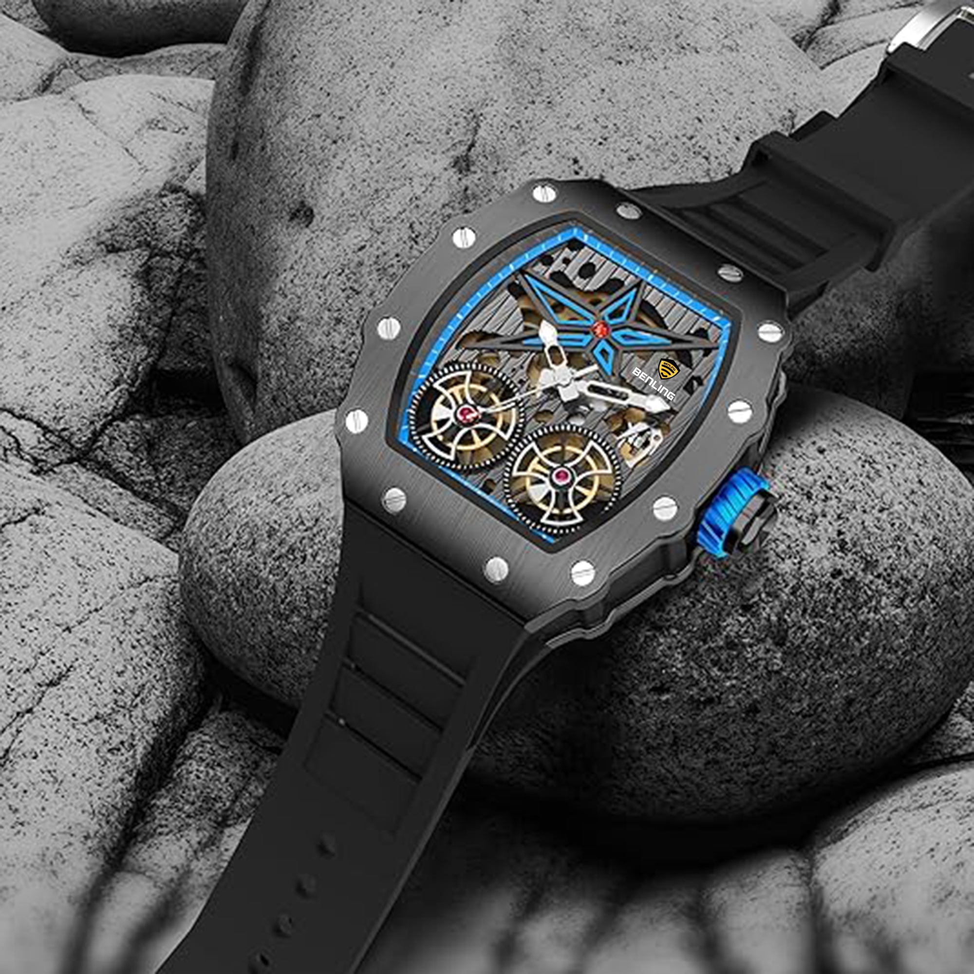 Benling Marvel Series Automatic Watch with Flywheel Unique Dial Luxury Watch