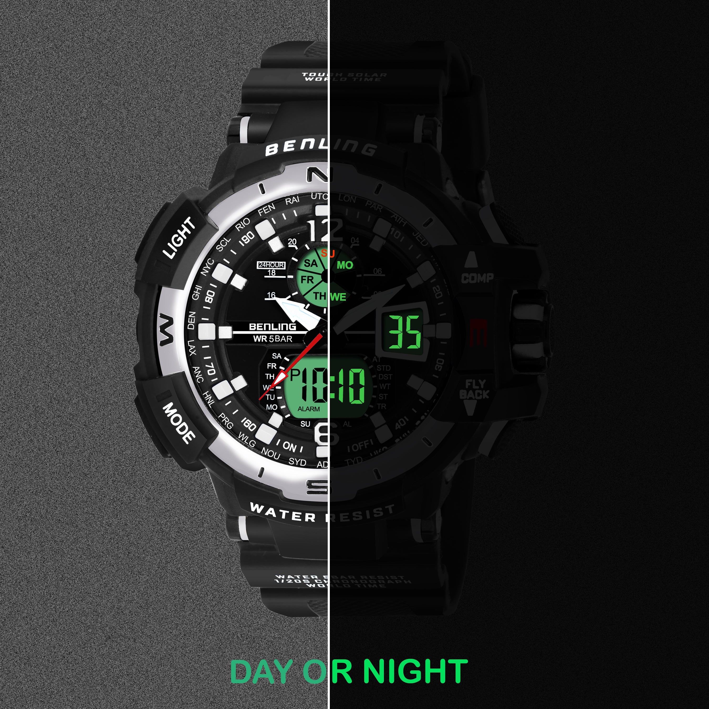 Analog Digital Watch with EL Backlight-SKBLANDG-6003