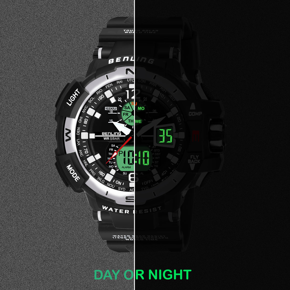 Analog Digital Watch with EL Backlight-SKBLANDG-6003 My Store