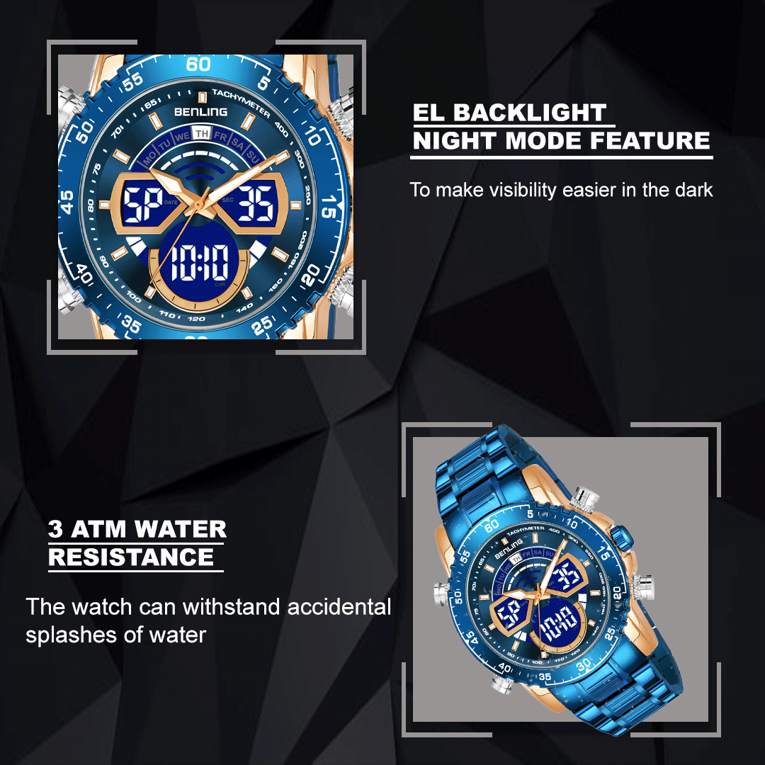 Benling Stylish Analog Digital Watch with EL Backlight – BENLING BL-1034