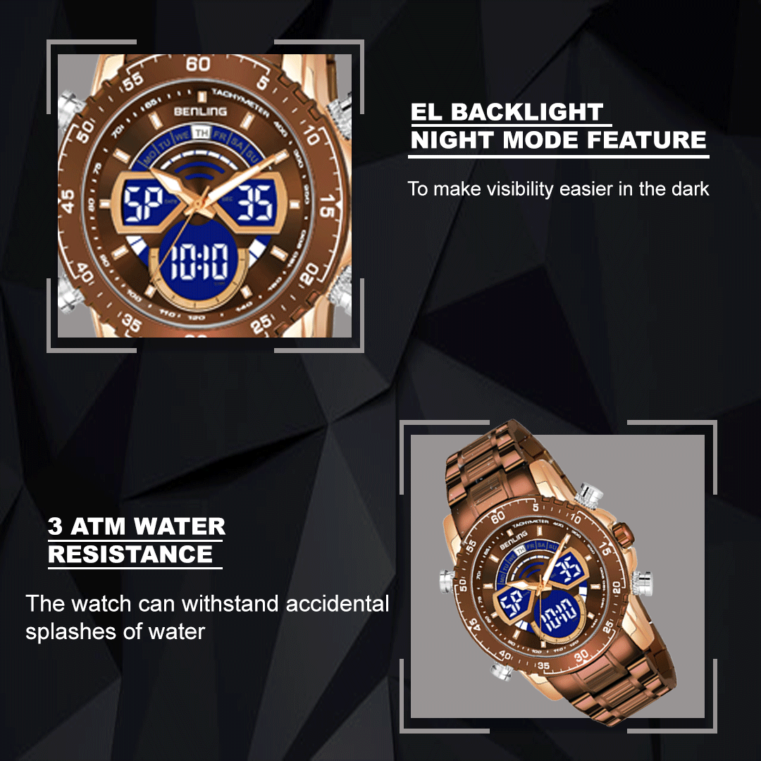 Benling Stylish Analog Digital Watch with EL Backlight – BENLING BL-1034