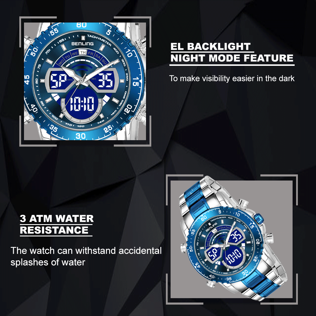Benling Stylish Analog Digital Watch with EL Backlight – BENLING BL-1034