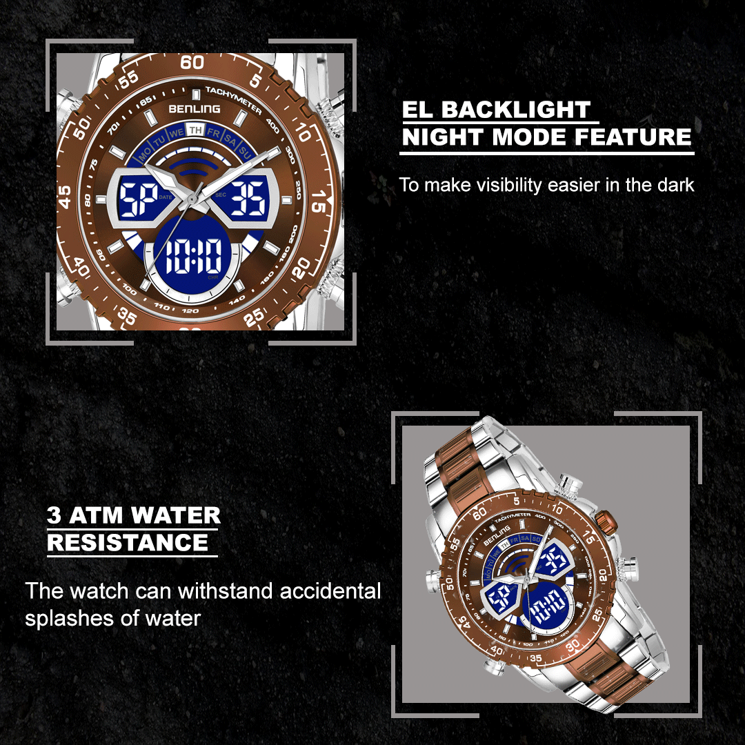 Benling Stylish Analog Digital Watch with EL Backlight – BENLING BL-1034