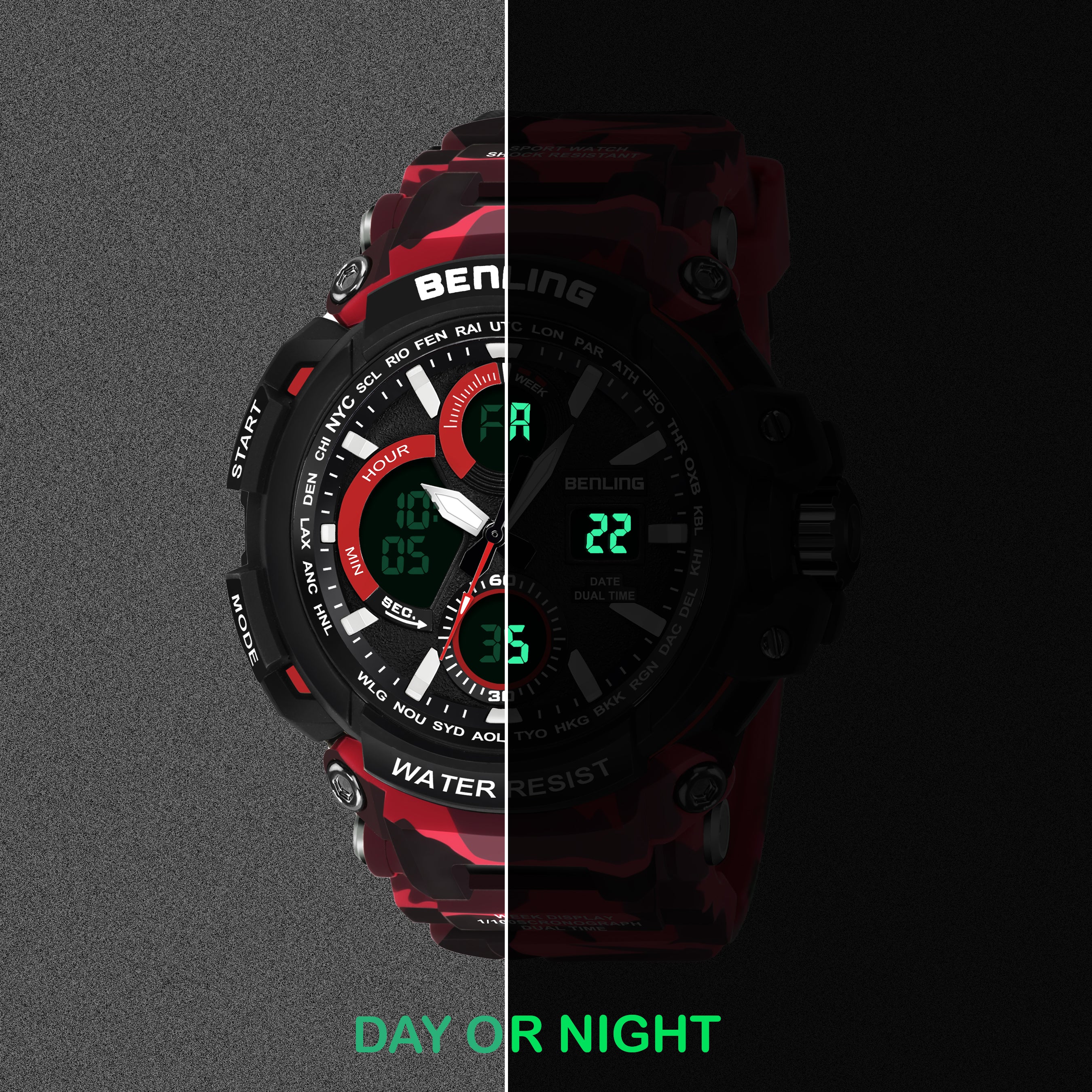 Benling Stylish and Functional Analog Digital Watch with EL Backlight – SKBLANDG-6001