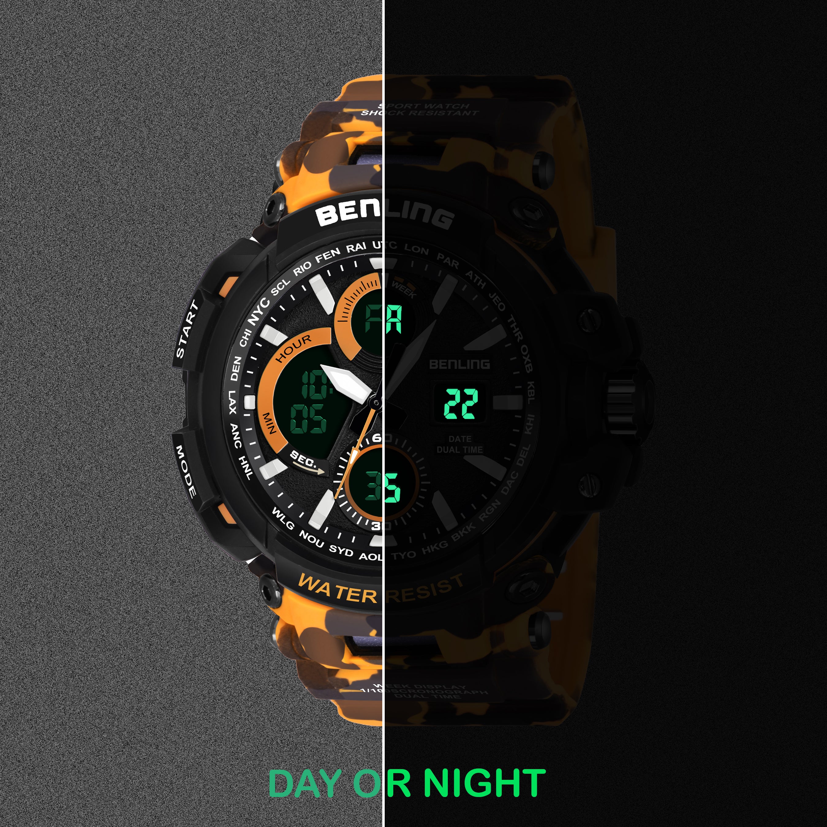 Benling Stylish and Functional Analog Digital Watch with EL Backlight – SKBLANDG-6001