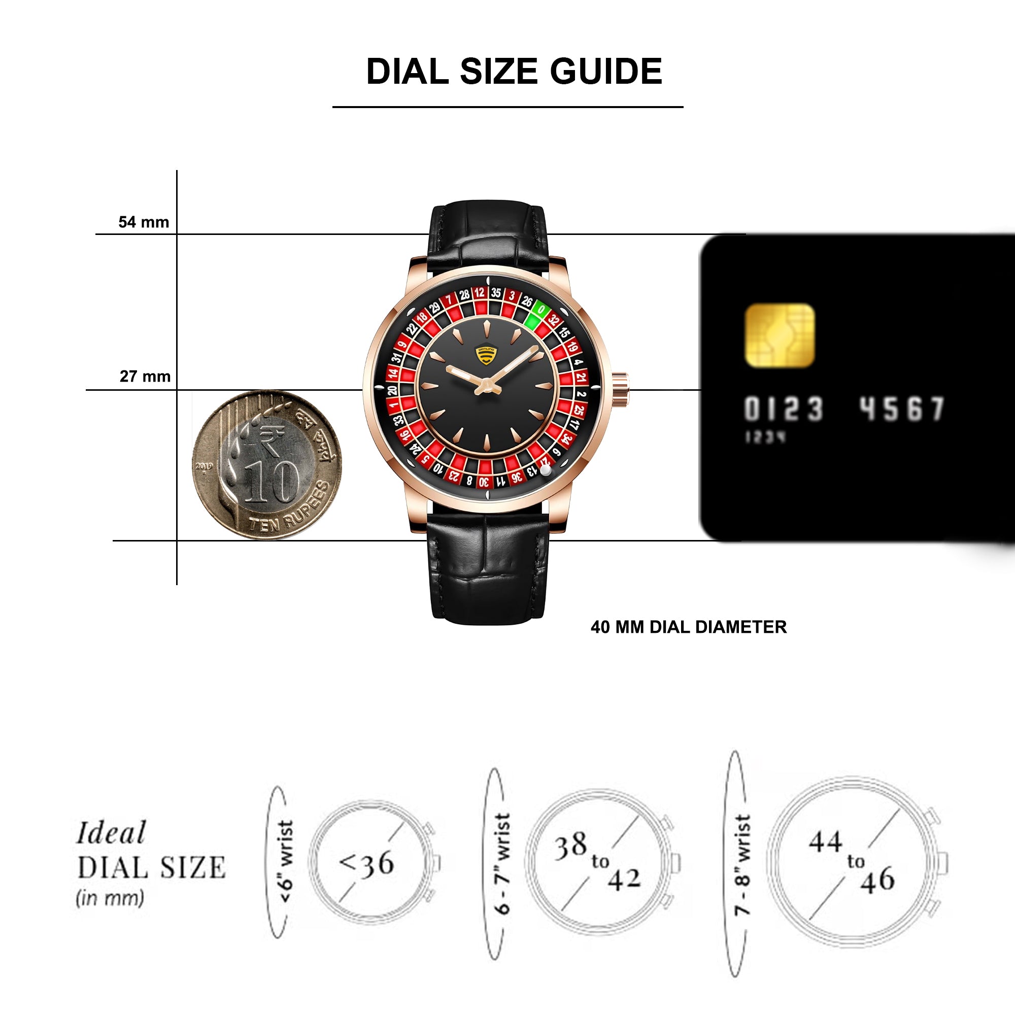 Benling Casino Series – Roulette Quartz Watch with Premium Casino Chips & Roulette Game Map