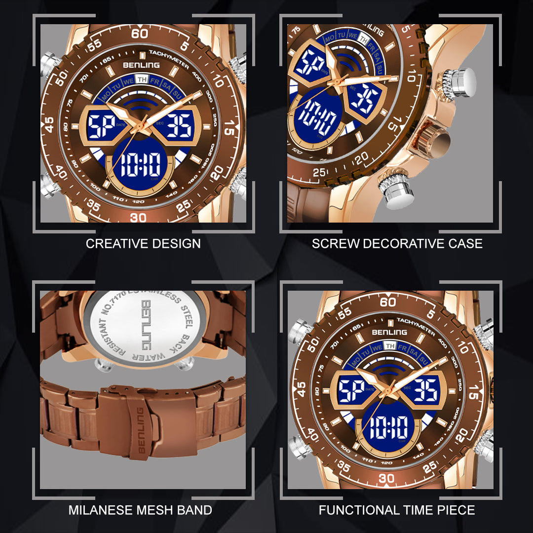 Benling Stylish Analog Digital Watch with EL Backlight – BENLING BL-1034