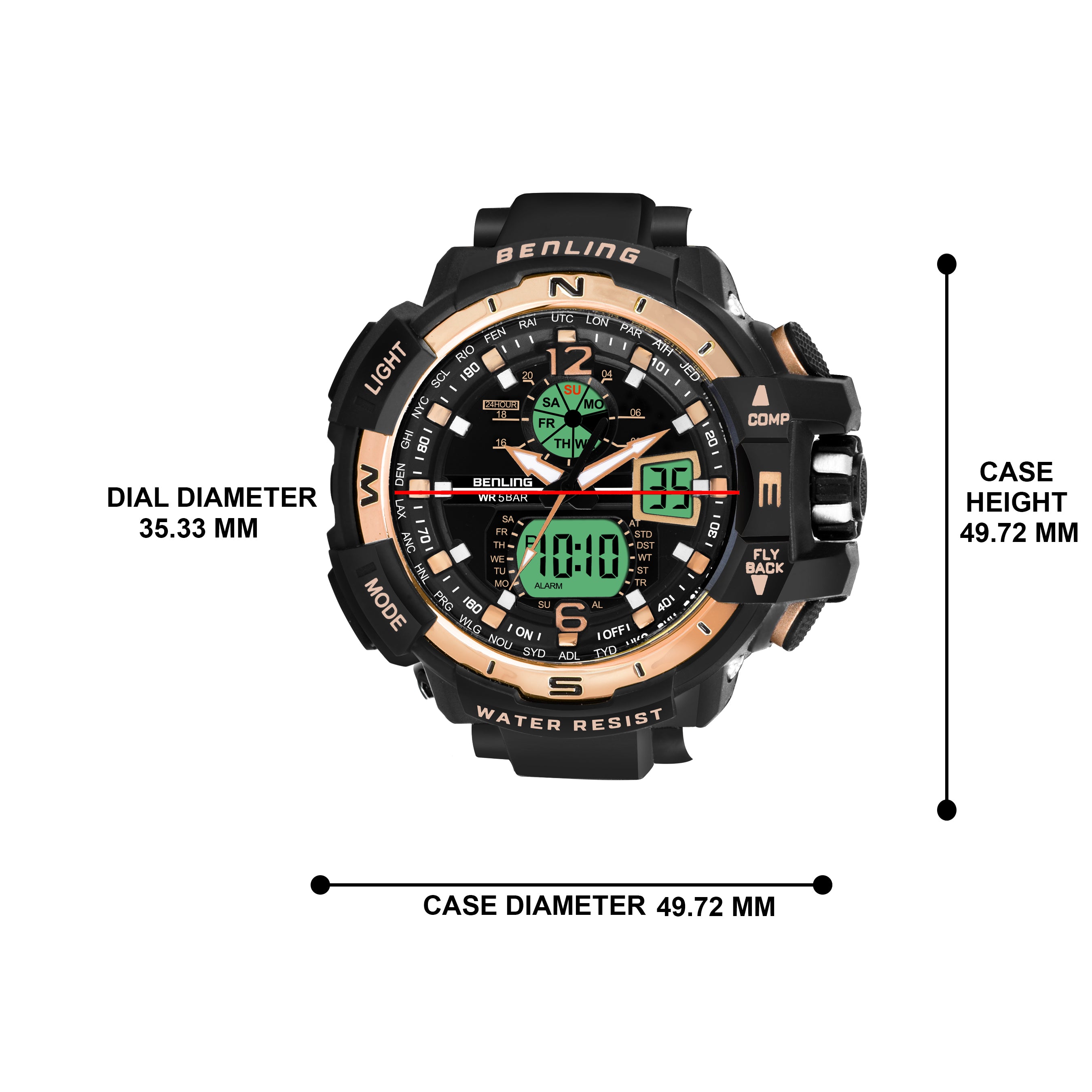 Analog Digital Watch with EL Backlight-SKBLANDG-6003