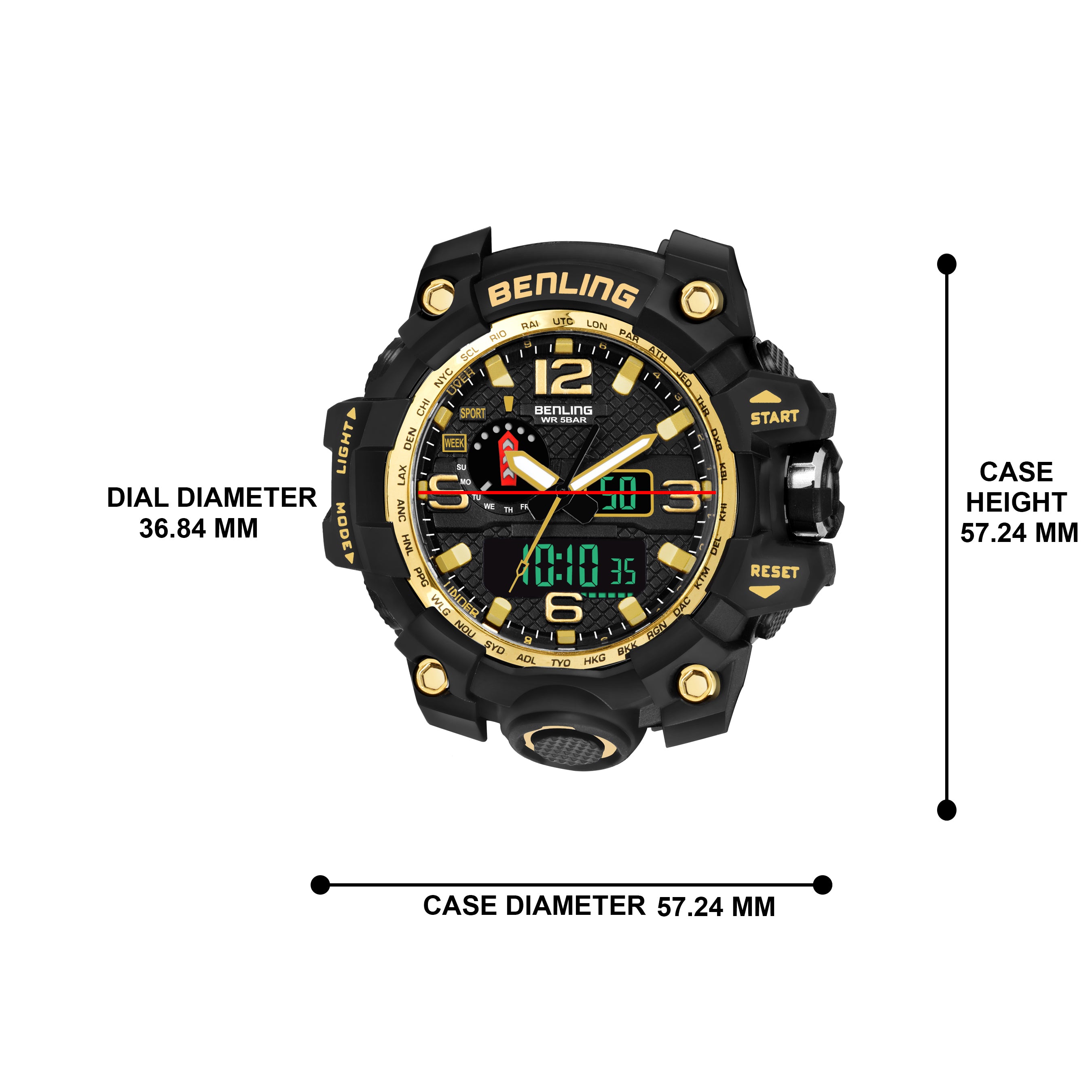 Benling EL Backlight Analog Digital Watch-SKBLANDG-6002