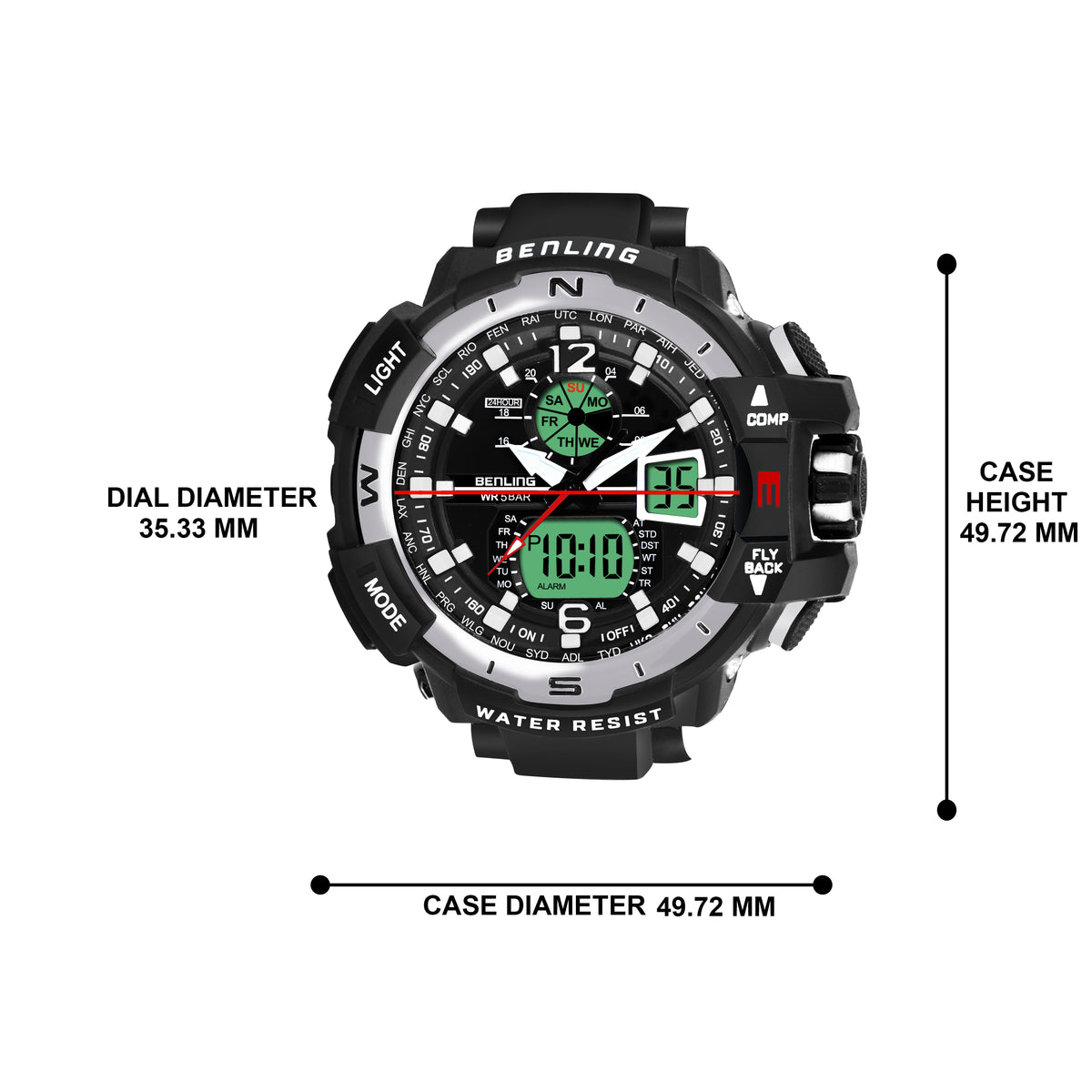 Analog Digital Watch with EL Backlight-SKBLANDG-6003 My Store
