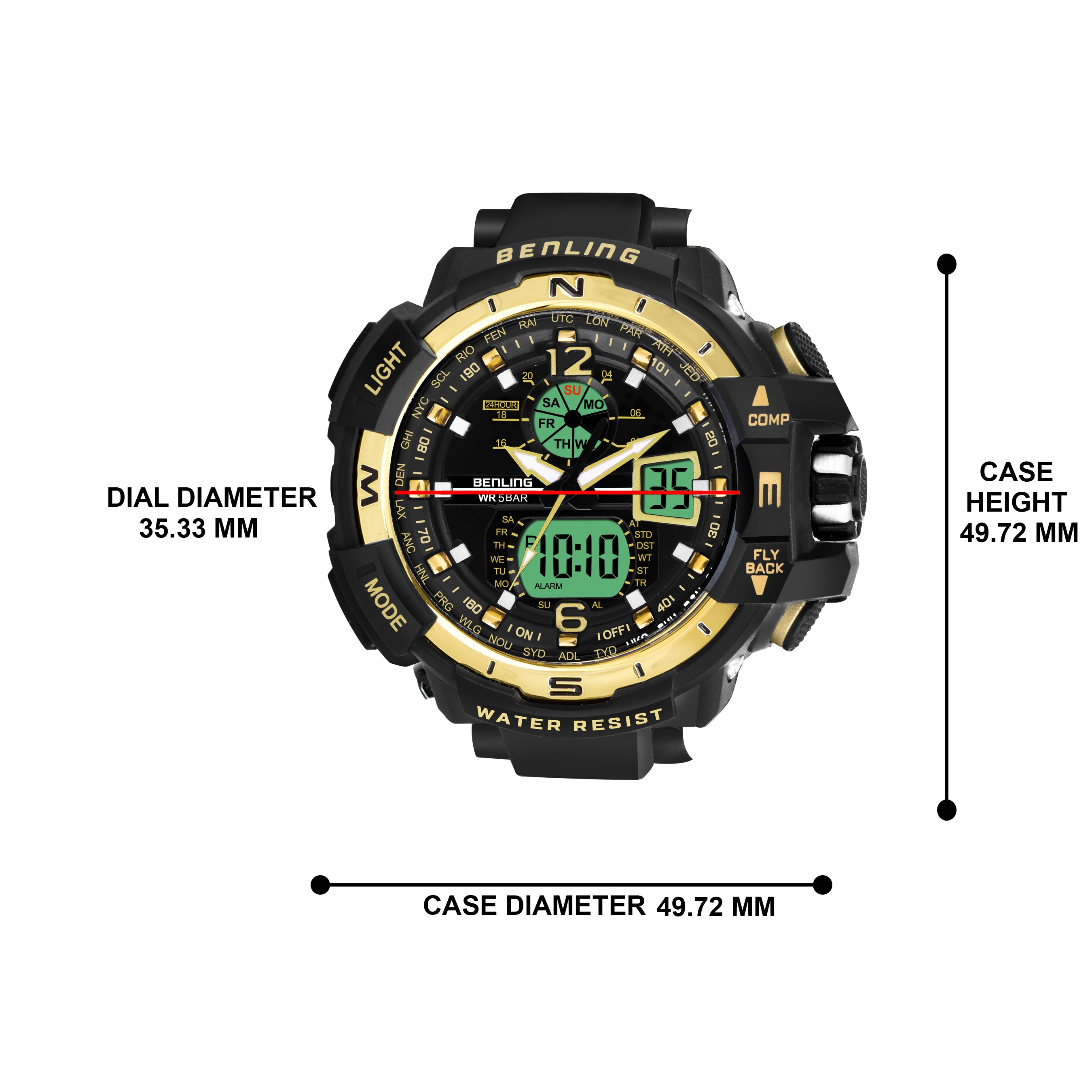 Analog Digital Watch with EL Backlight-SKBLANDG-6003