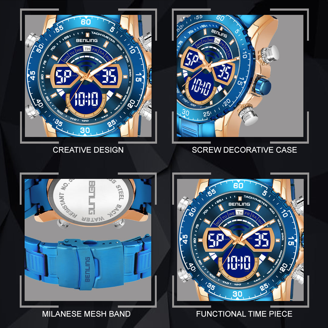 Benling Stylish Analog Digital Watch with EL Backlight – BENLING BL-1034