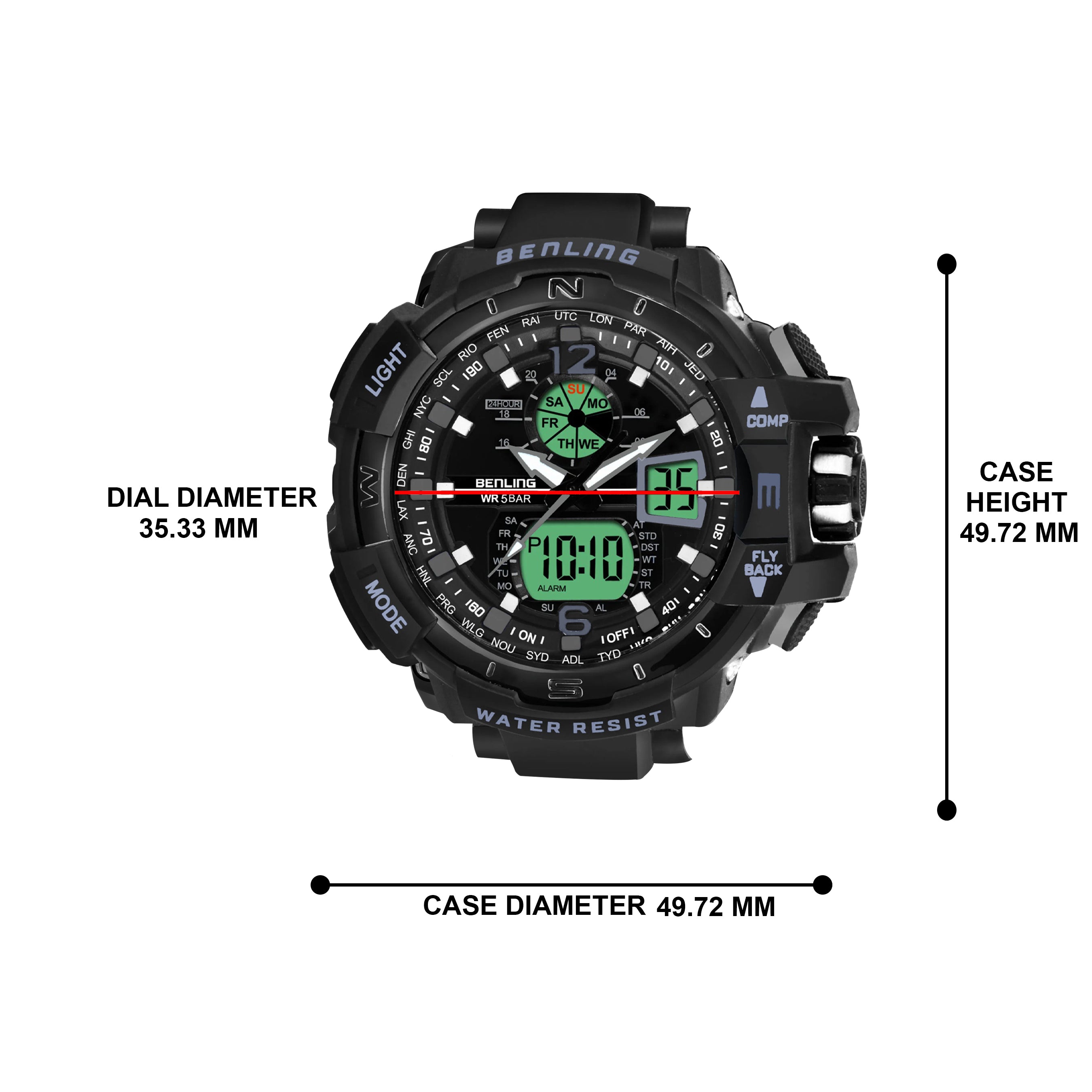 Analog Digital Watch with EL Backlight-SKBLANDG-6003