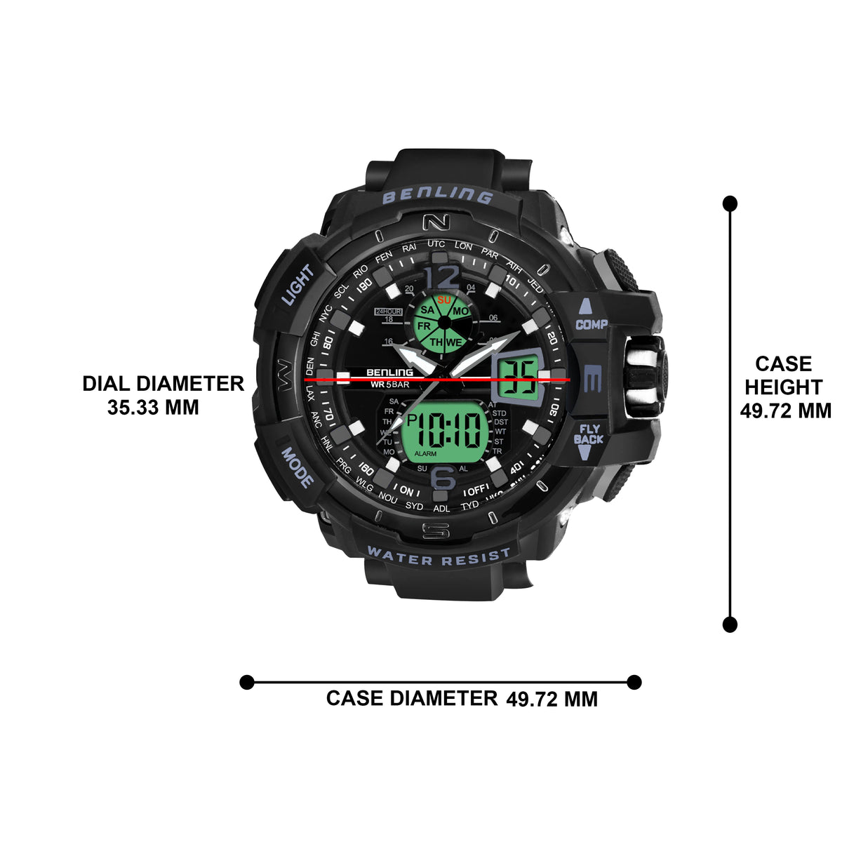 Analog Digital Watch with EL Backlight-SKBLANDG-6003 My Store