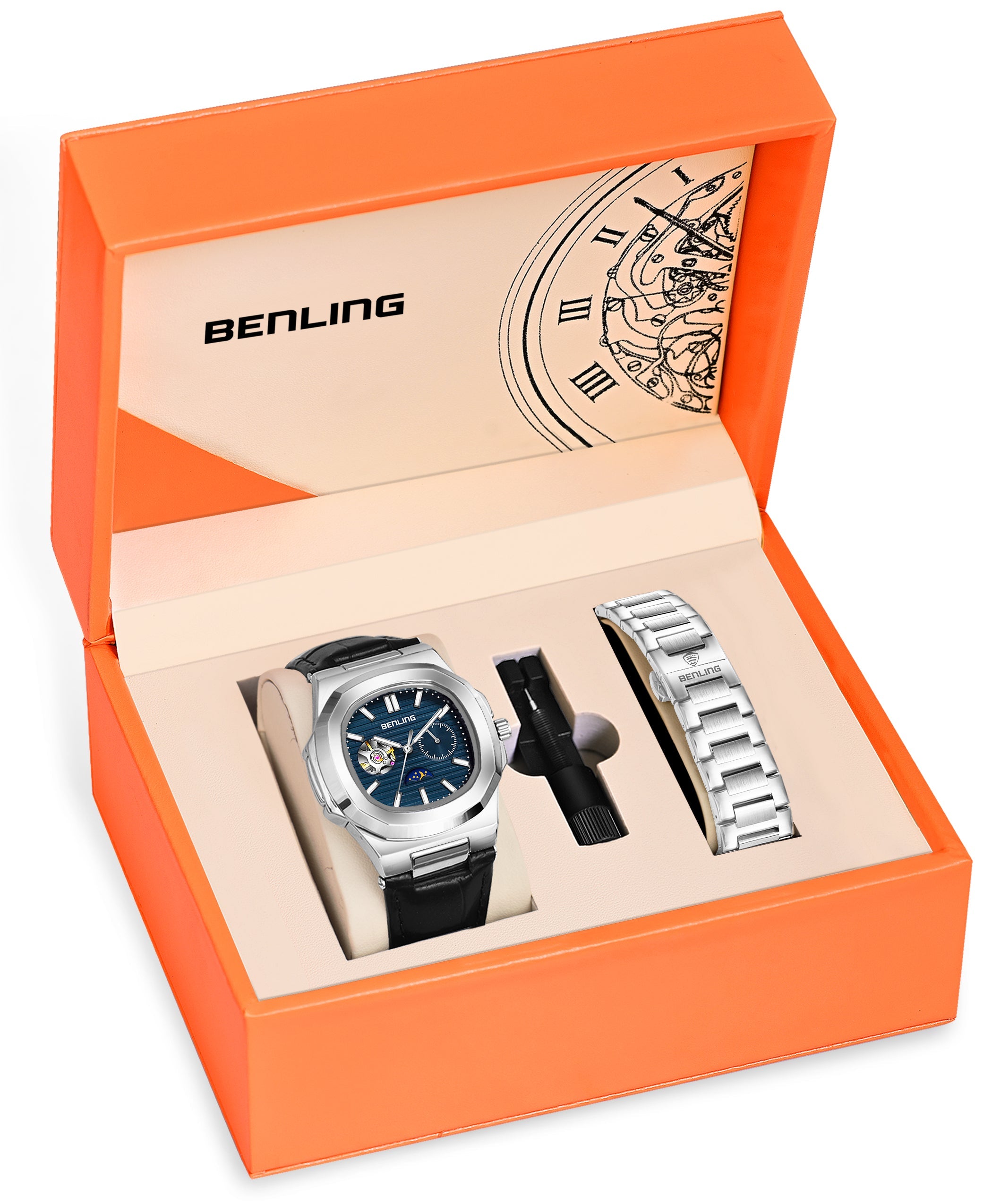 Benling Regalia Series – Open Heart Dial with Moonphase
